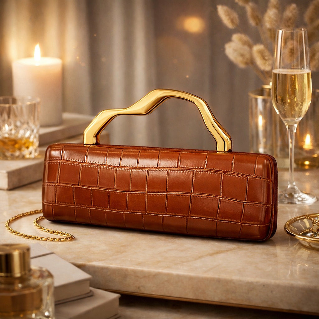 Éveline Croc-Embossed Evening Top Handle Bag EV25