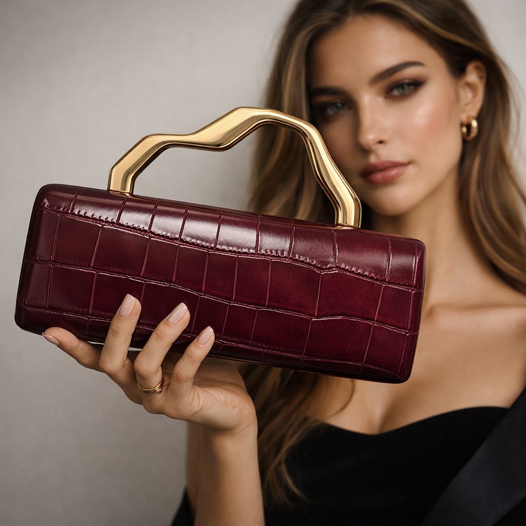 Éveline Croc-Embossed Evening Top Handle Bag EV25