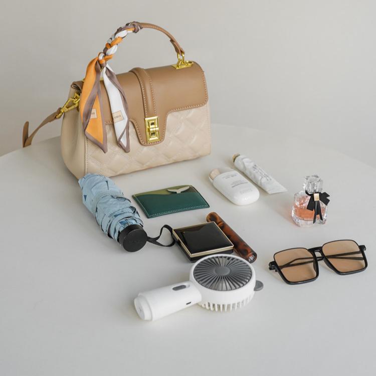 Amélie Quilted Lambskin-Texture Satchel DW504