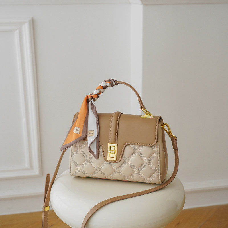 Amélie Quilted Lambskin-Texture Satchel DW504