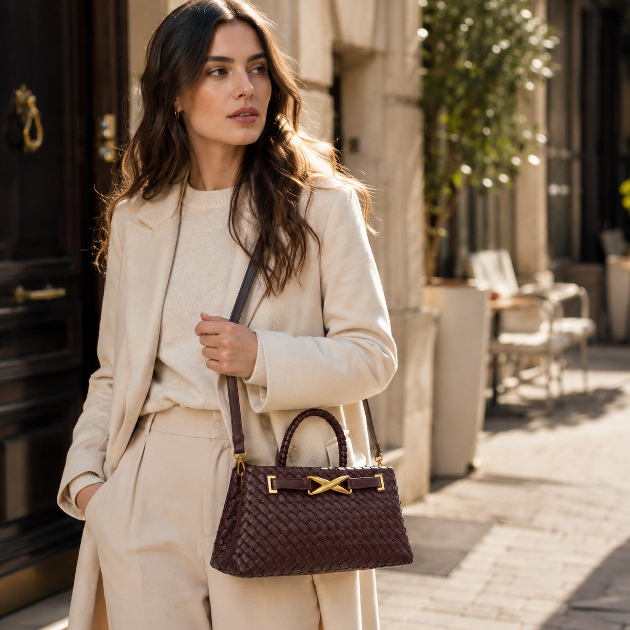 Aurette Woven Top Handle Bag CT46