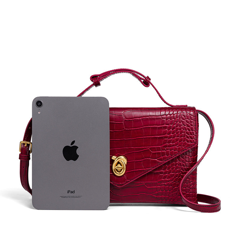 Camille Croc-Embossed Top Handle Bag TR80