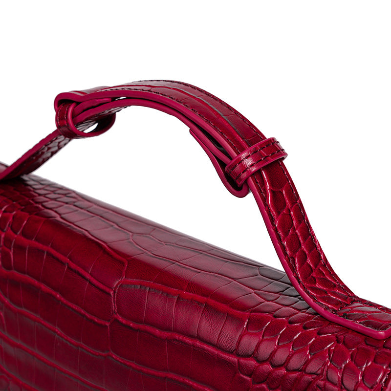 Camille Croc-Embossed Top Handle Bag TR80