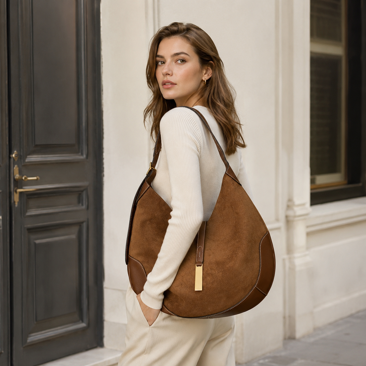 Camille Suede Hobo Shoulder Bag HB40