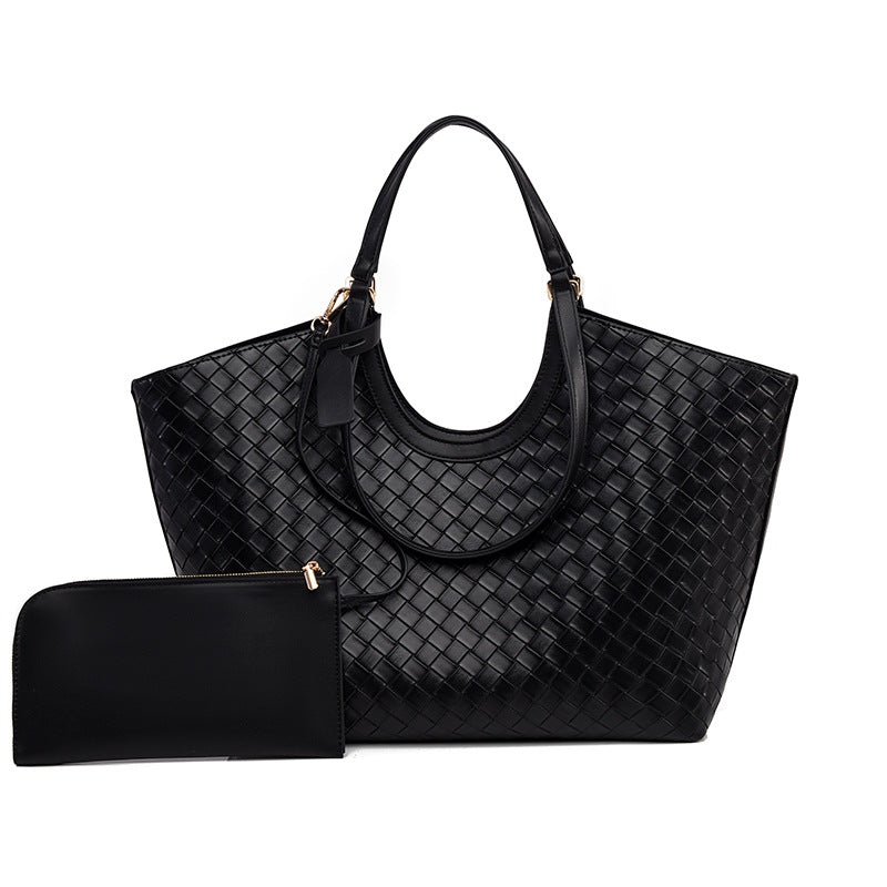 Celeste Black Woven Tote Bag MT30