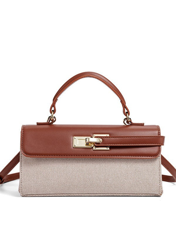 Celestine Canvas-Panel Top Handle Bag CT50