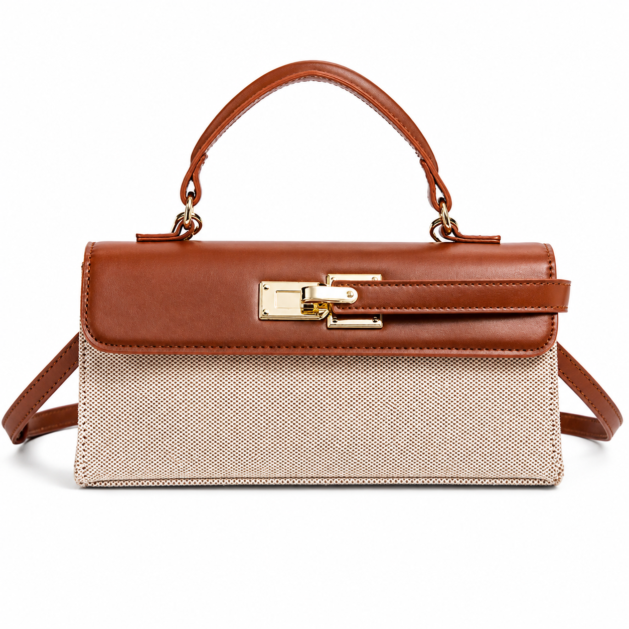 Celestine Canvas-Panel Top Handle Bag CT50