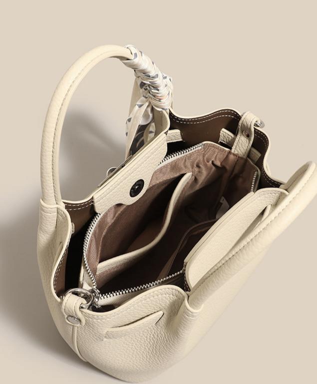 Célestine Silk-Scarf Leather Top Handle Bag CT22