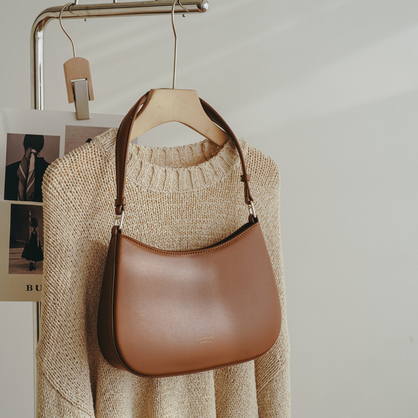 Cognac Arc Shoulder Bag MF360