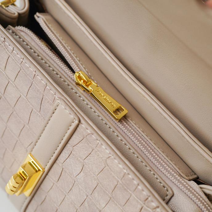 Croc-Embossed Structured Boston Crossbody Bag DW17