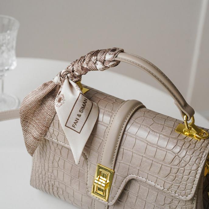 Croc-Embossed Structured Boston Crossbody Bag DW17