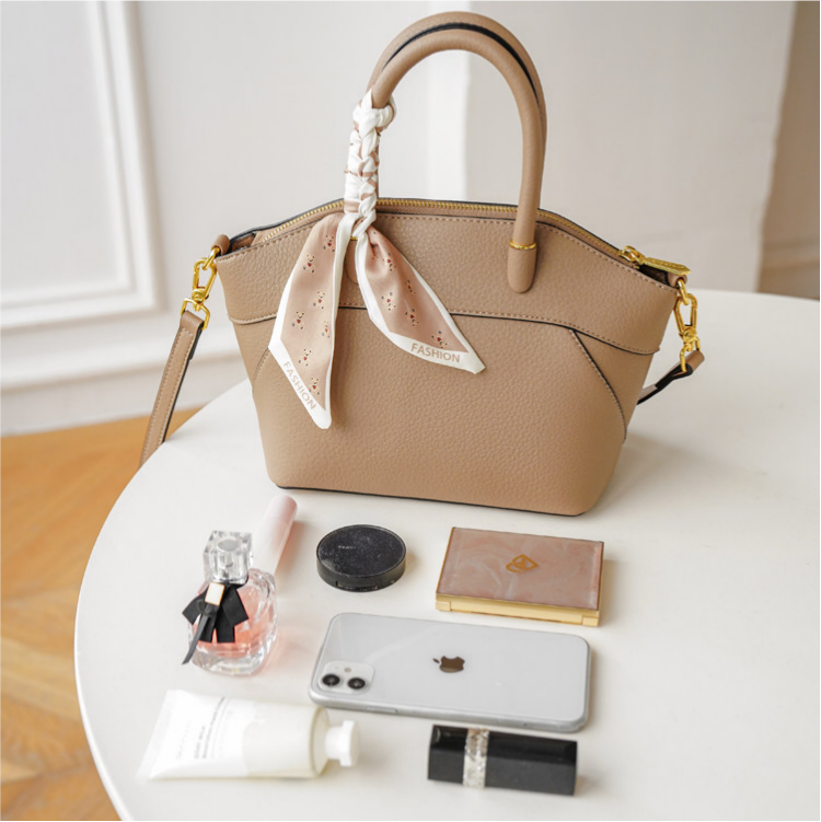 Elegant Lychee-Grain Leather Top Handle Crossbody Bag DW85