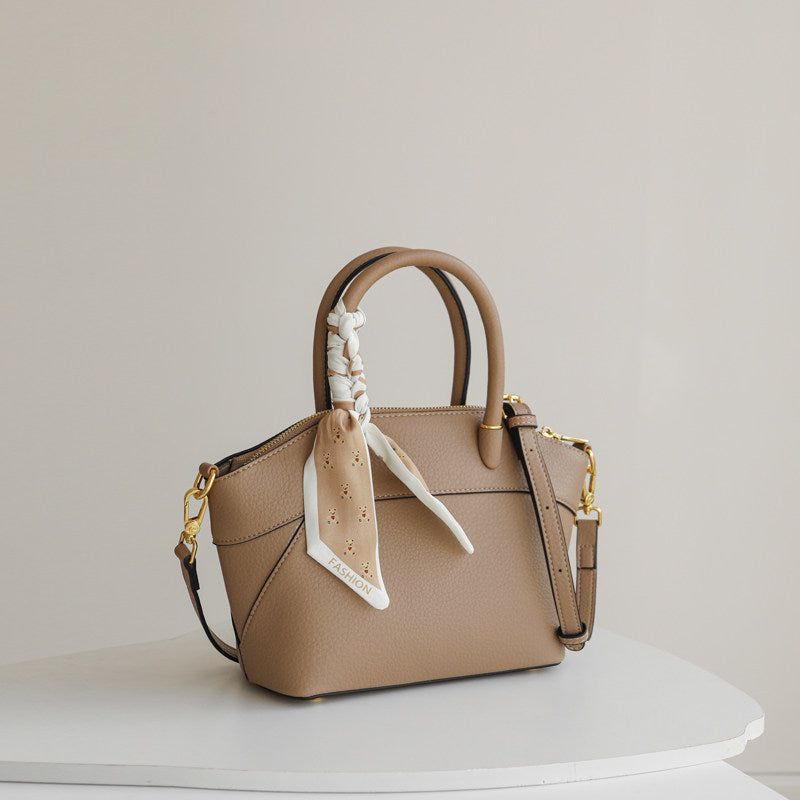 Elegant Lychee-Grain Leather Top Handle Crossbody Bag DW85