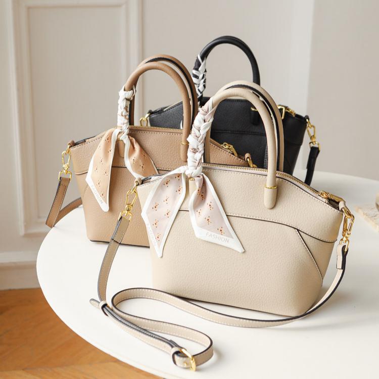 Elegant Lychee-Grain Leather Top Handle Crossbody Bag DW85
