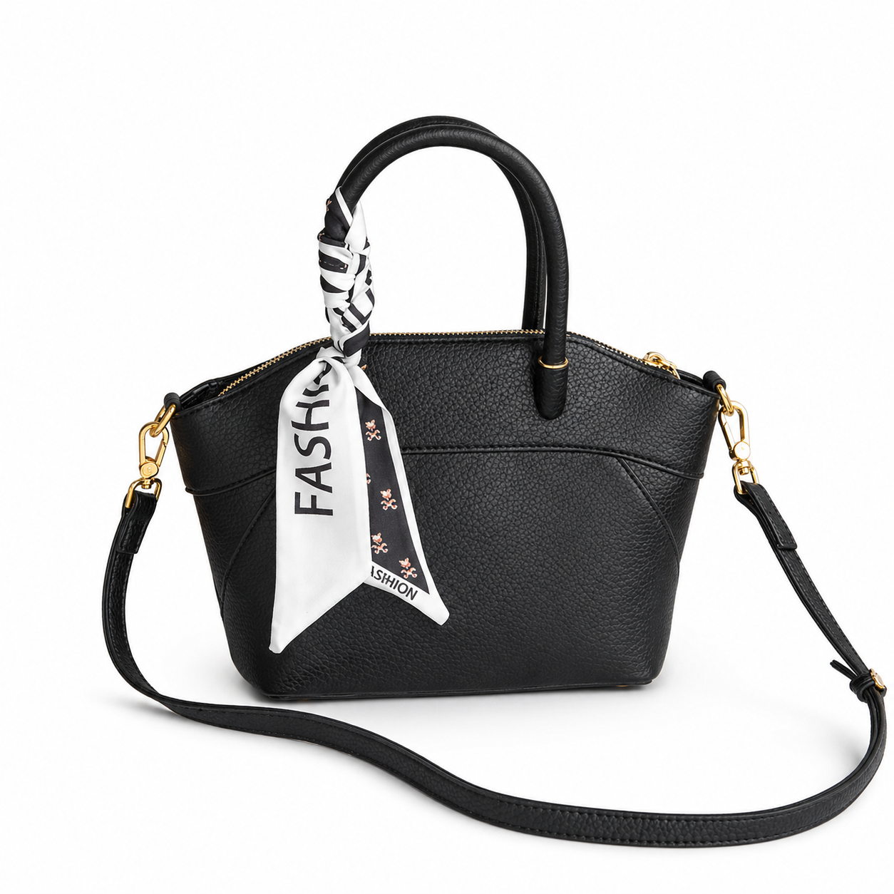 Elegant Lychee-Grain Leather Top Handle Crossbody Bag DW85