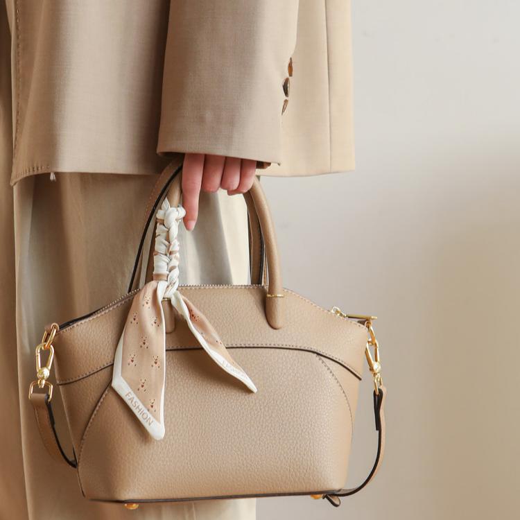 Elegant Lychee-Grain Leather Top Handle Crossbody Bag DW85