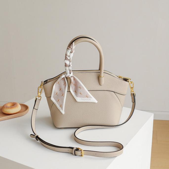 Elegant Lychee-Grain Leather Top Handle Crossbody Bag DW85