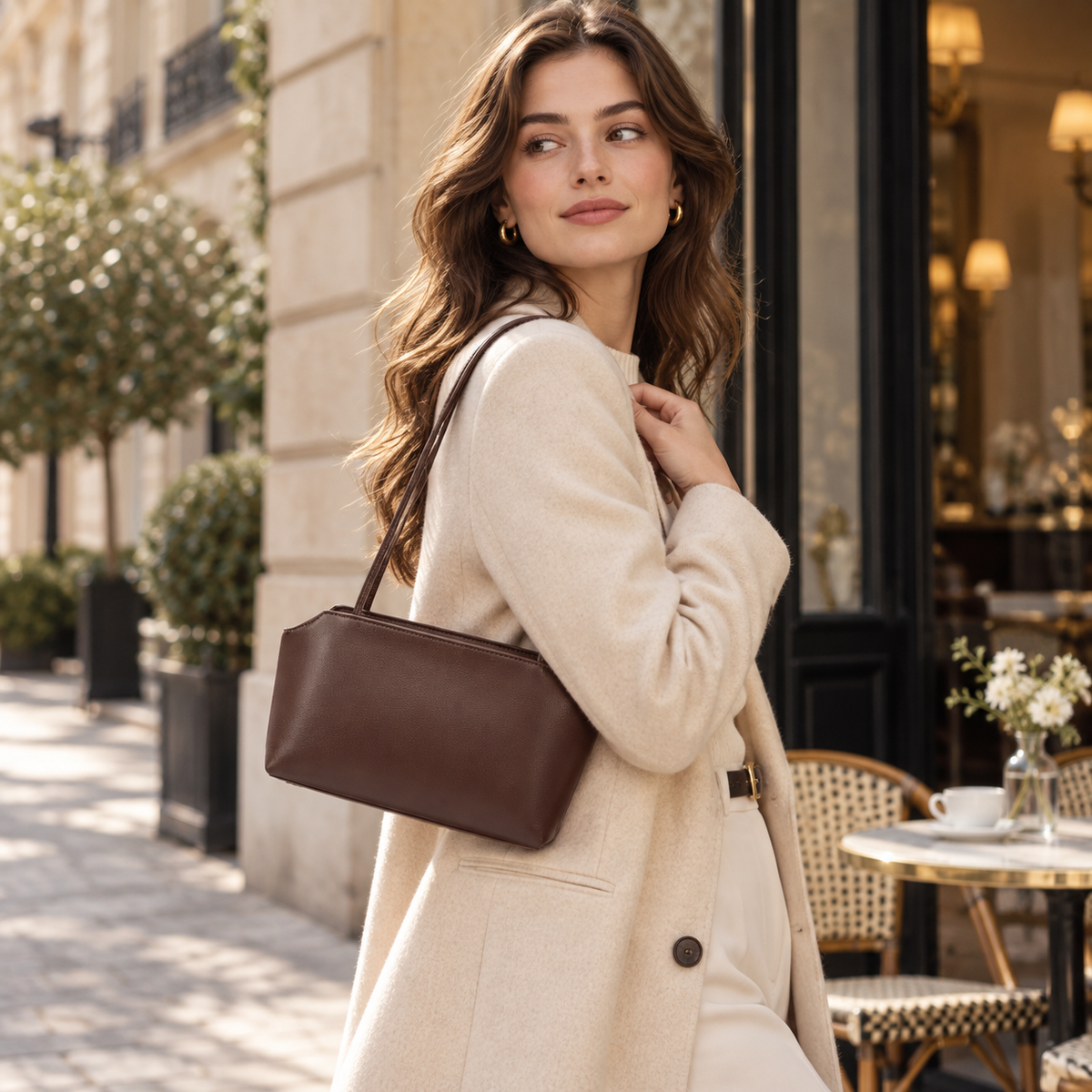 Elise Leather East-West Shoulder Bag ES23