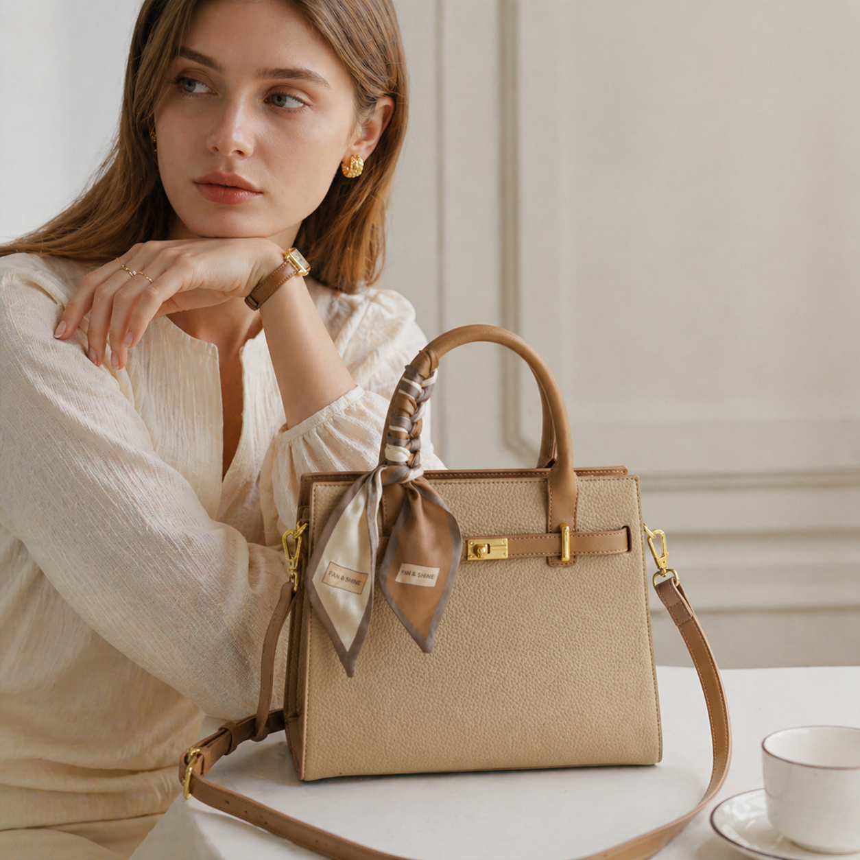Élise Structured Pebbled Leather Tote Bag WZ43