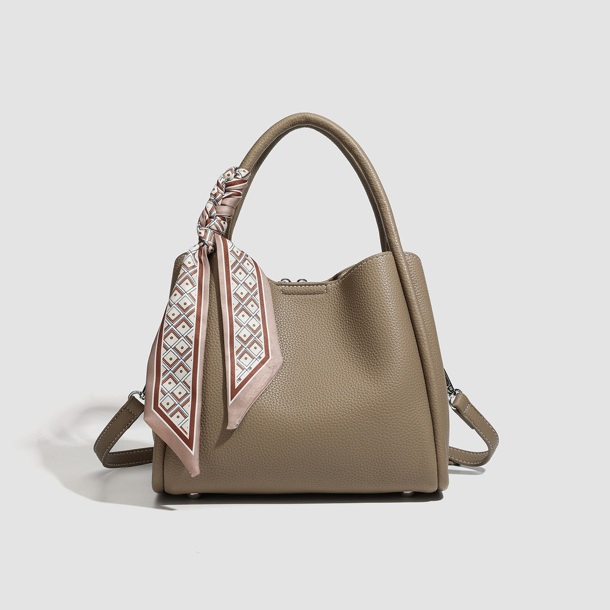 Éloise Silk-Scarf Cowhide Top Handle Bag EL34