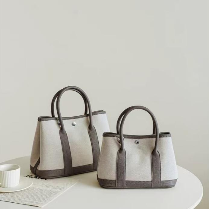 Garden Tote in Canvas and Pebbled Leather DW40