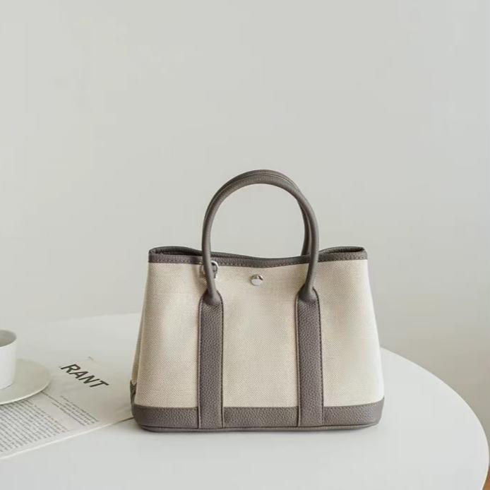 Garden Tote in Canvas and Pebbled Leather DW40