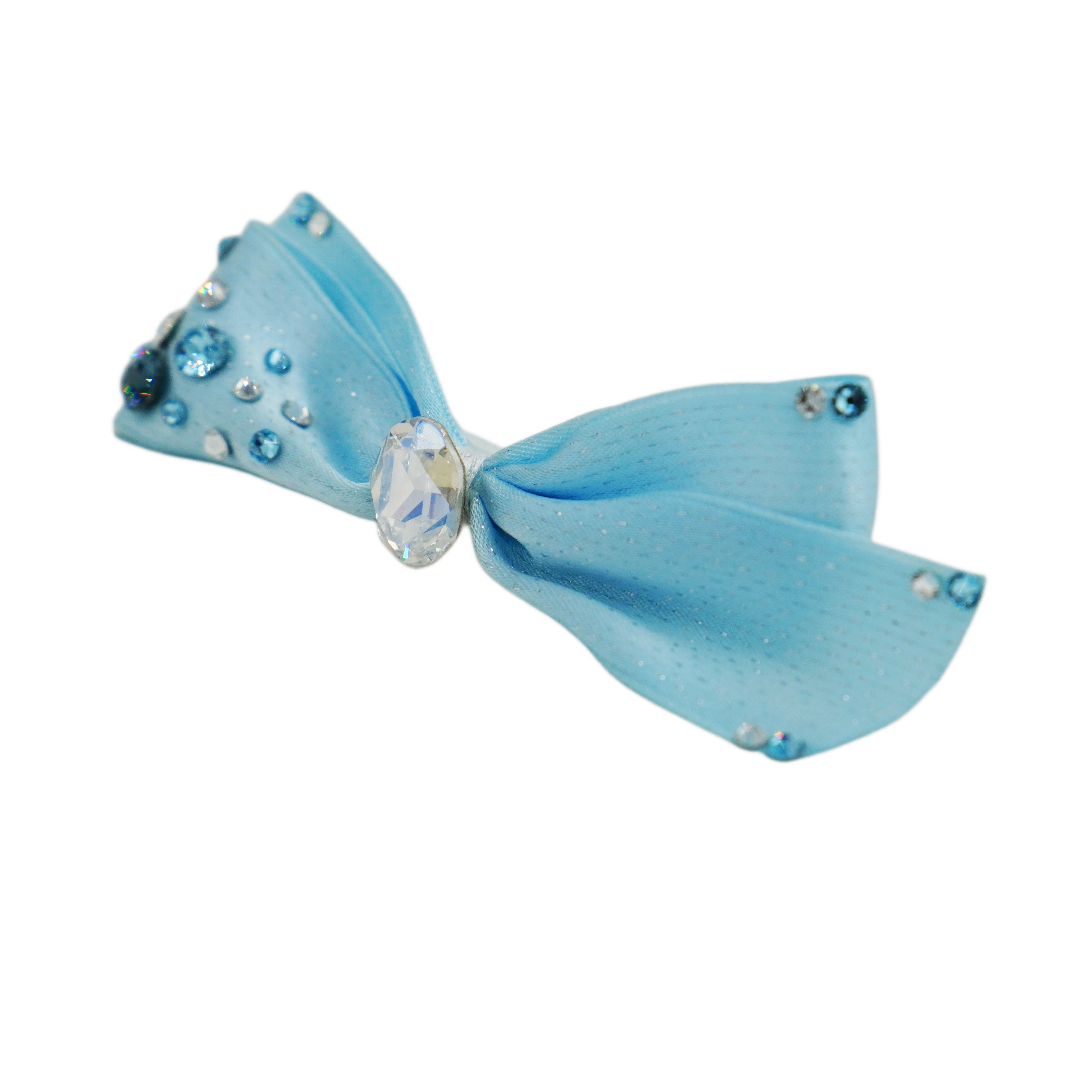 Lunapaw Airy Flutter Bow & Luxurious Crystal Fabric Top Clip TP2018