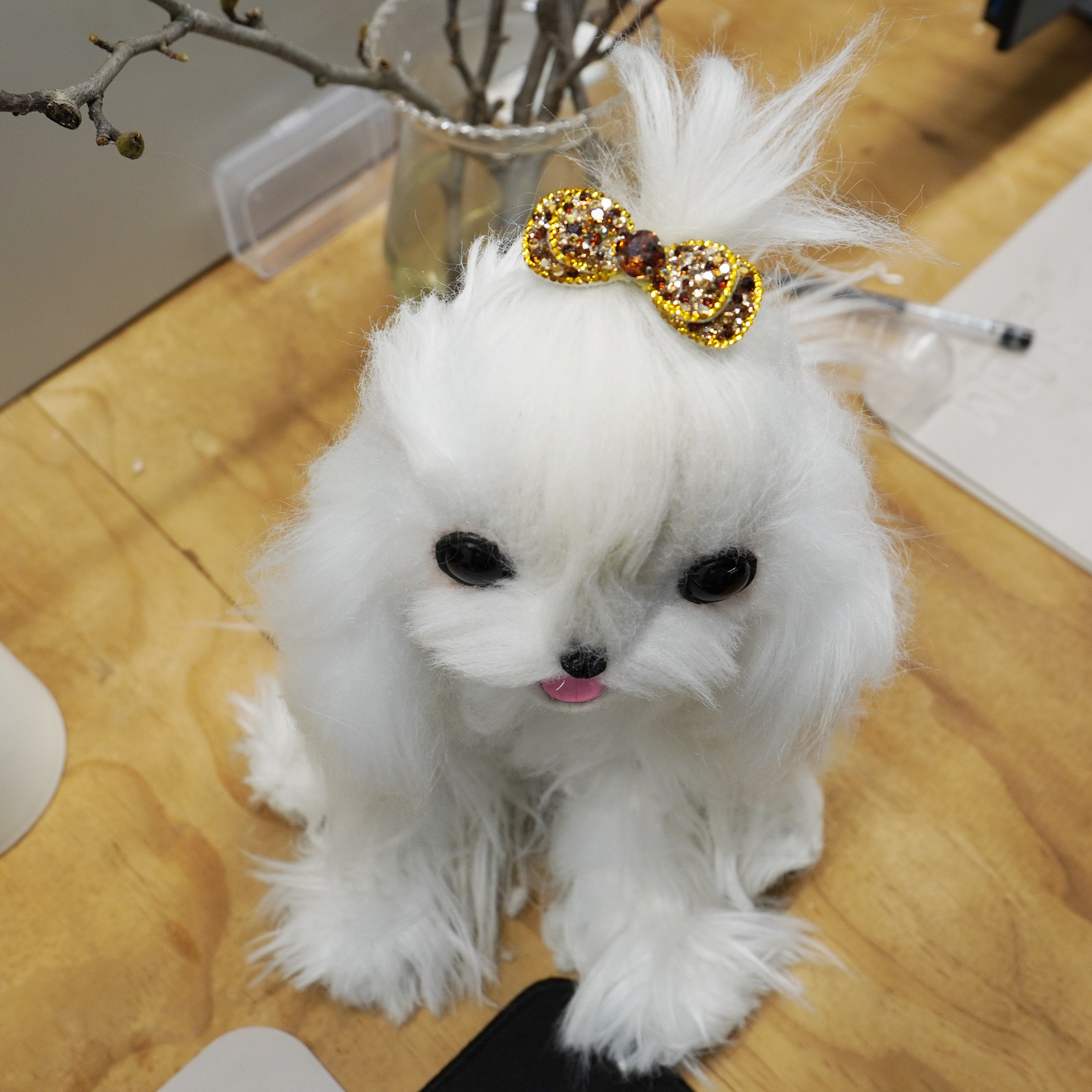 Lunapaw Double-Layer Structured Round Bow Luxury Crystal Top Clip TP21