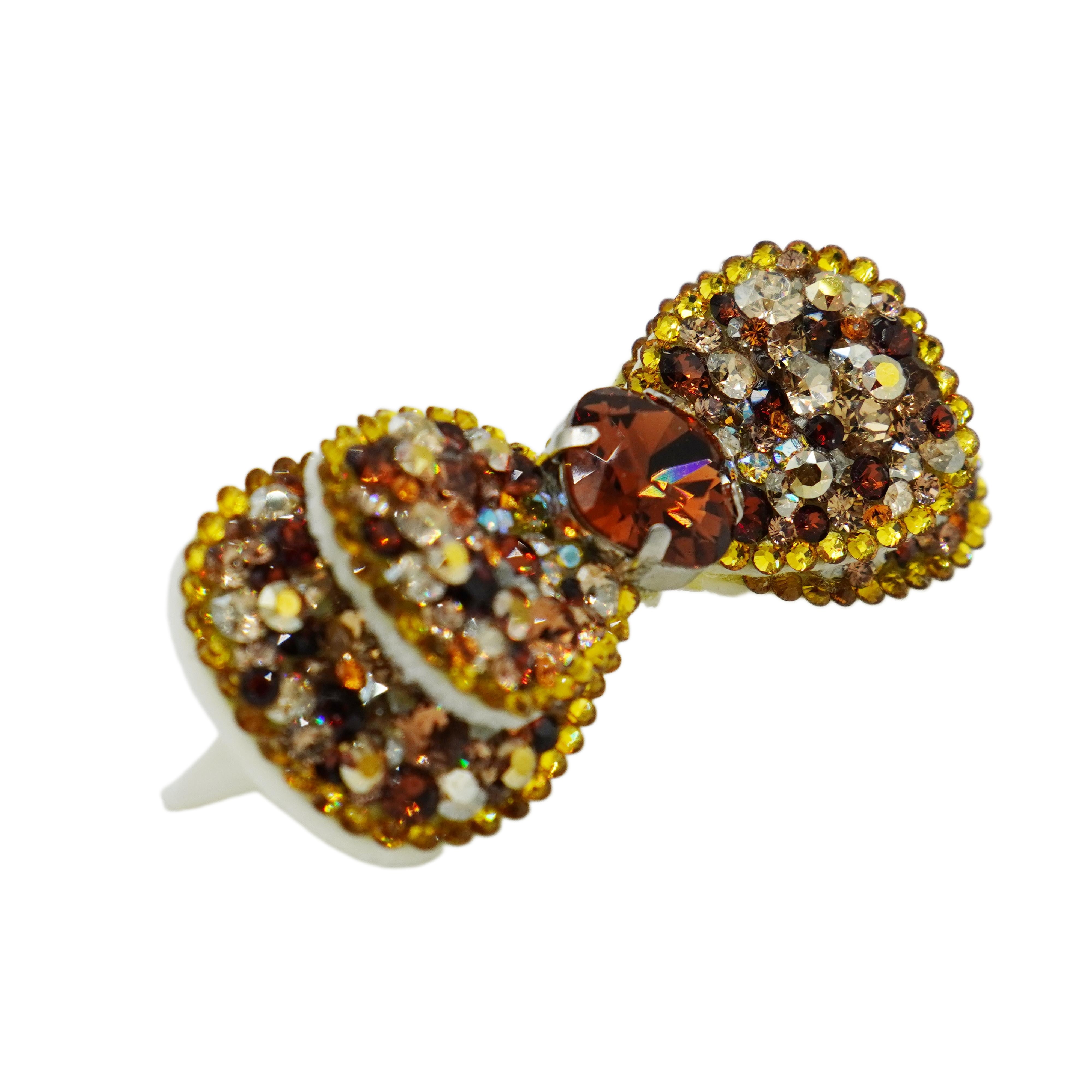 Lunapaw Double-Layer Structured Round Bow Luxury Crystal Top Clip TP21