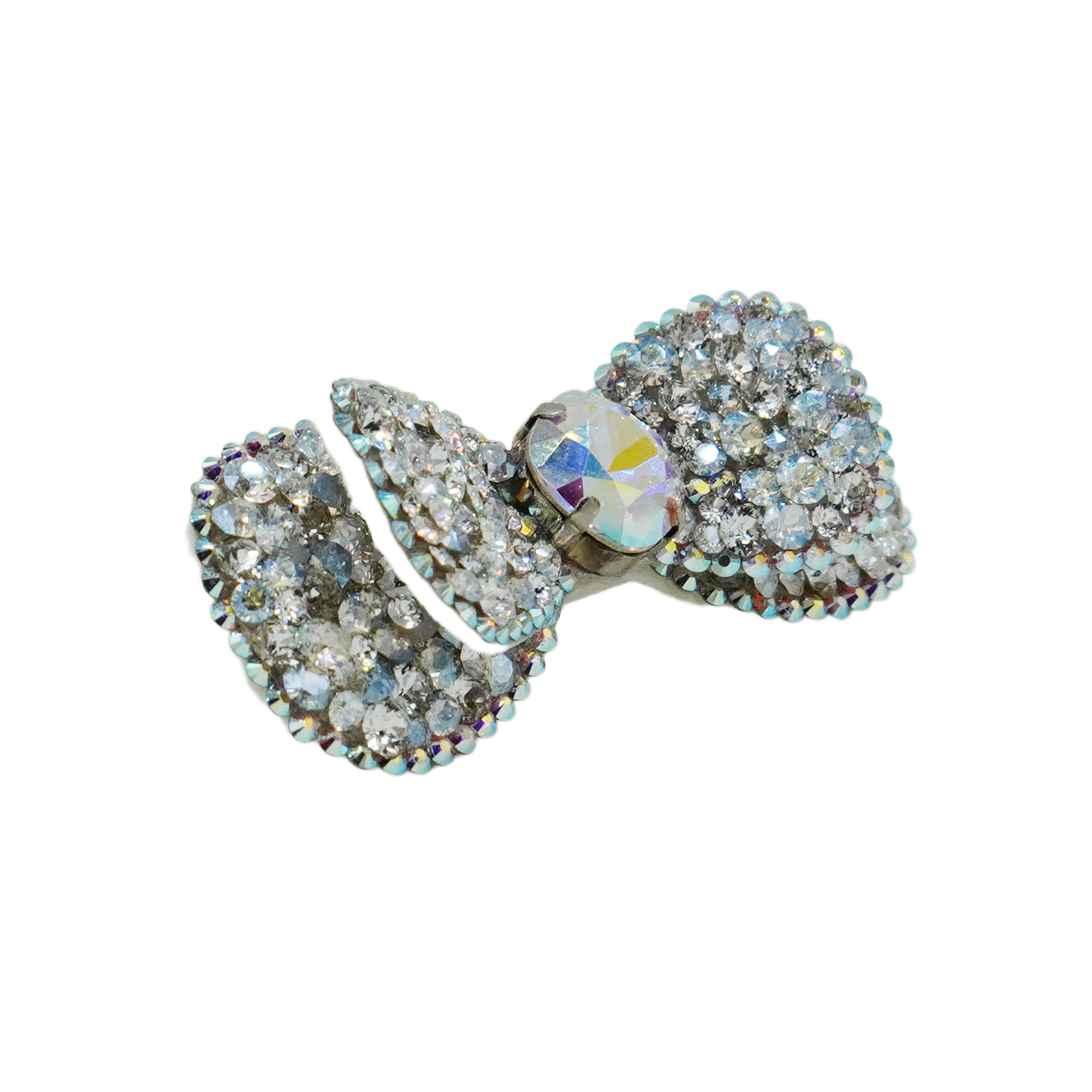 Lunapaw Double-Layer Structured Round Bow Luxury Crystal Top Clip TP21