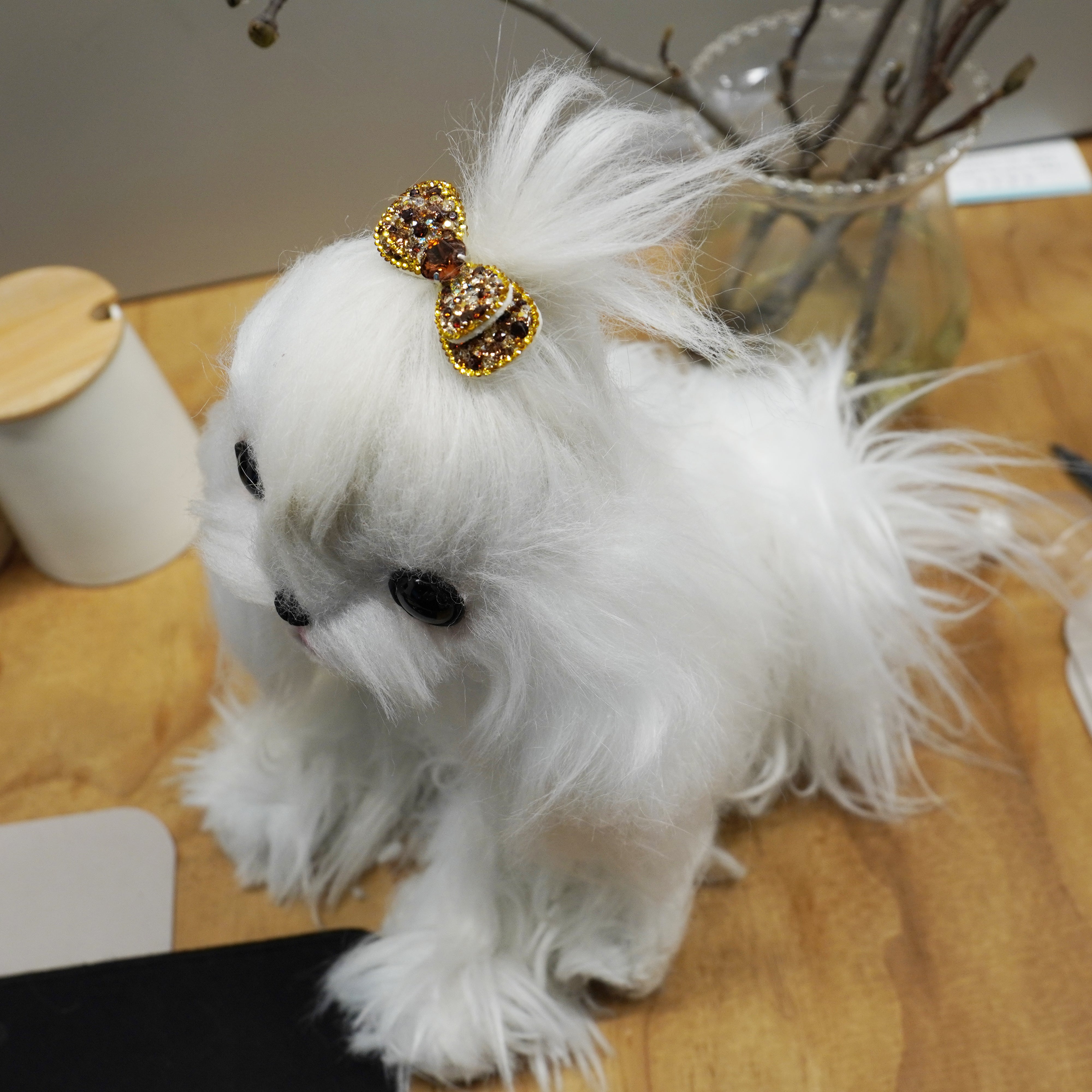 Lunapaw Double-Layer Structured Round Bow Luxury Crystal Top Clip TP21