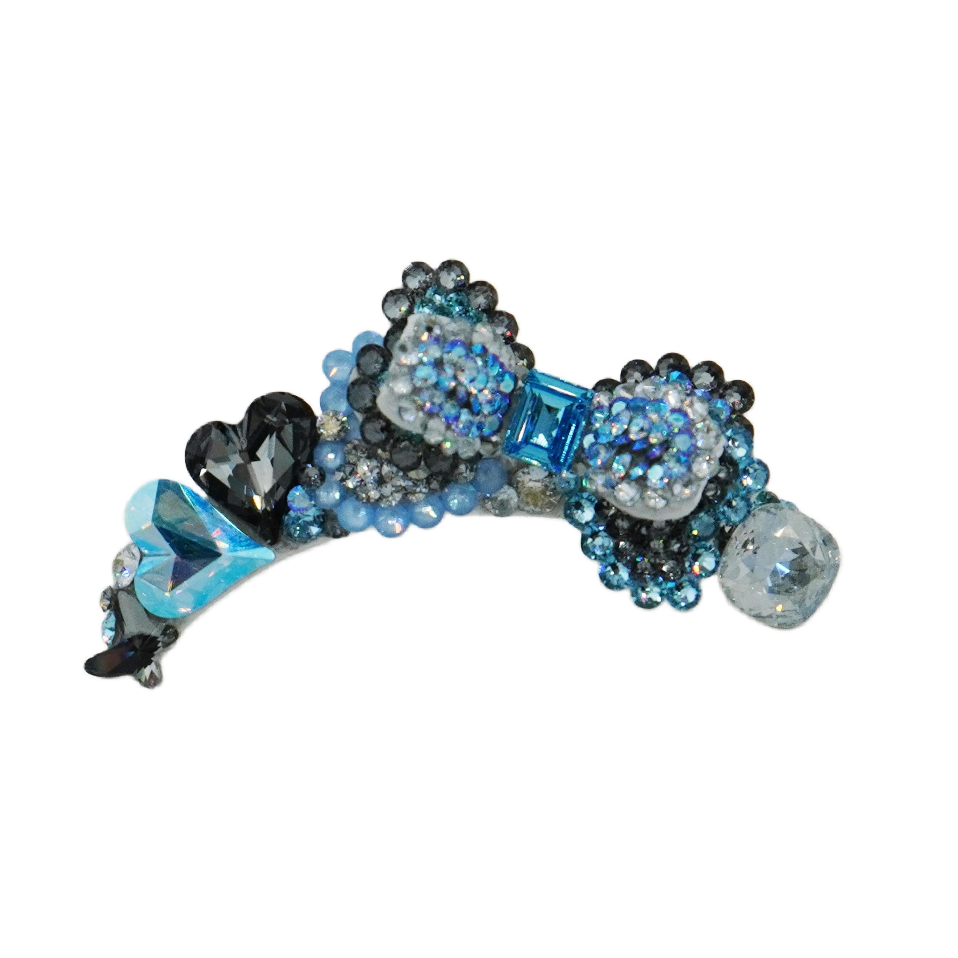 Lunapaw Structured Double-Layer Ribbon Luxury Crystal Headband HB45