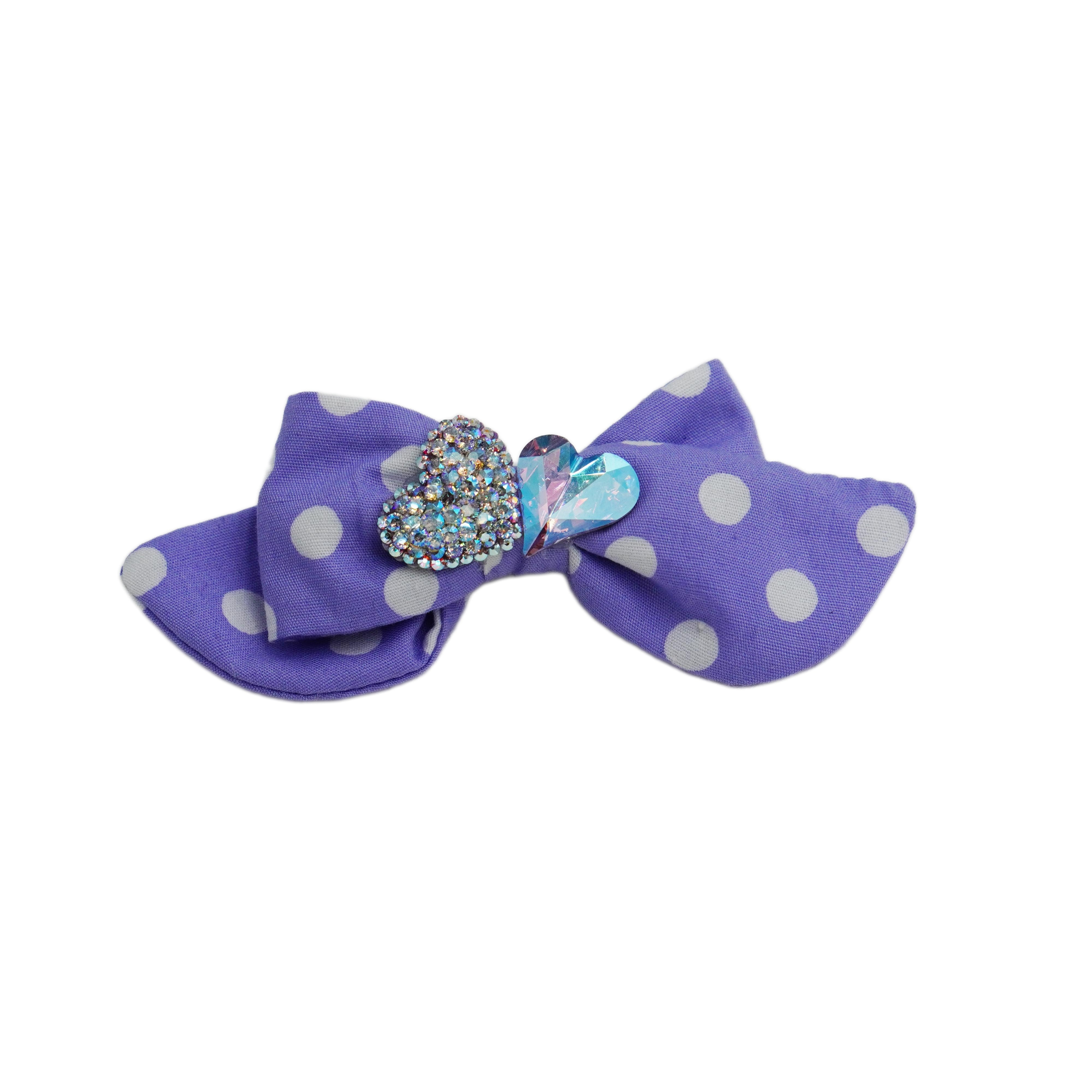 Lunapaw Polka Dot Leopard & Heart Luxury Crystal Fabric Top Clip TP2011