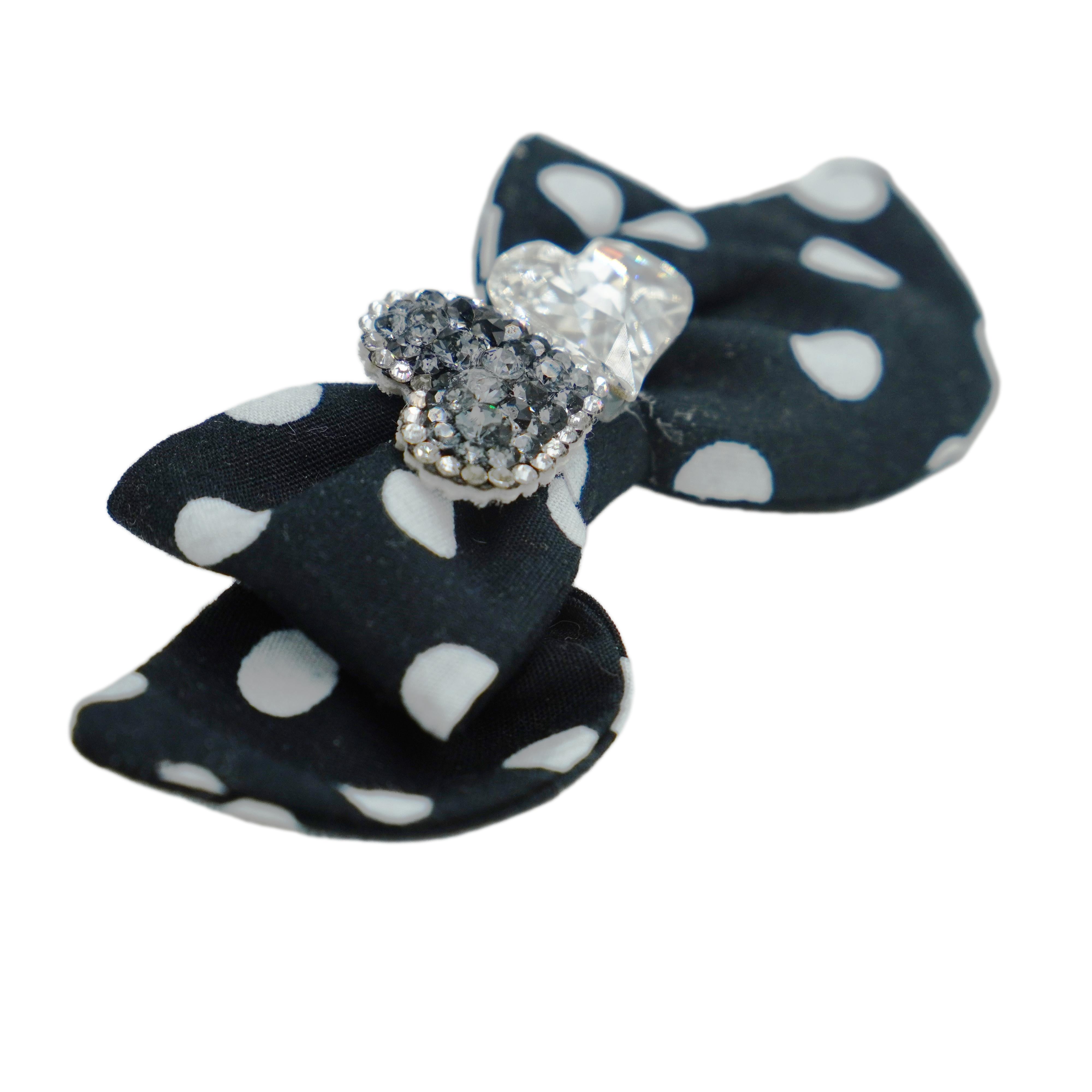 Lunapaw Polka Dot Leopard & Heart Luxury Crystal Fabric Top Clip TP2011