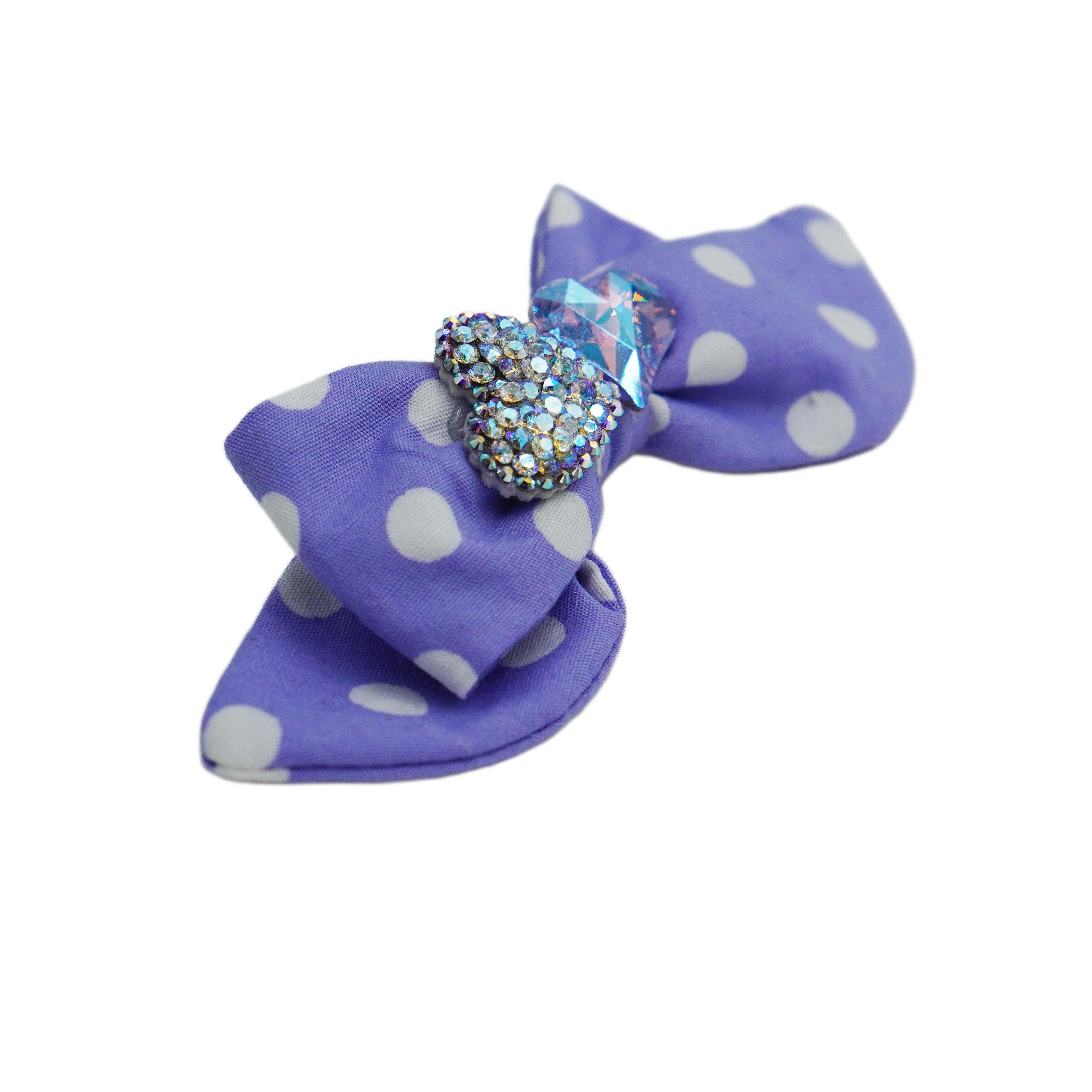 Lunapaw Polka Dot Leopard & Heart Luxury Crystal Fabric Top Clip TP2011