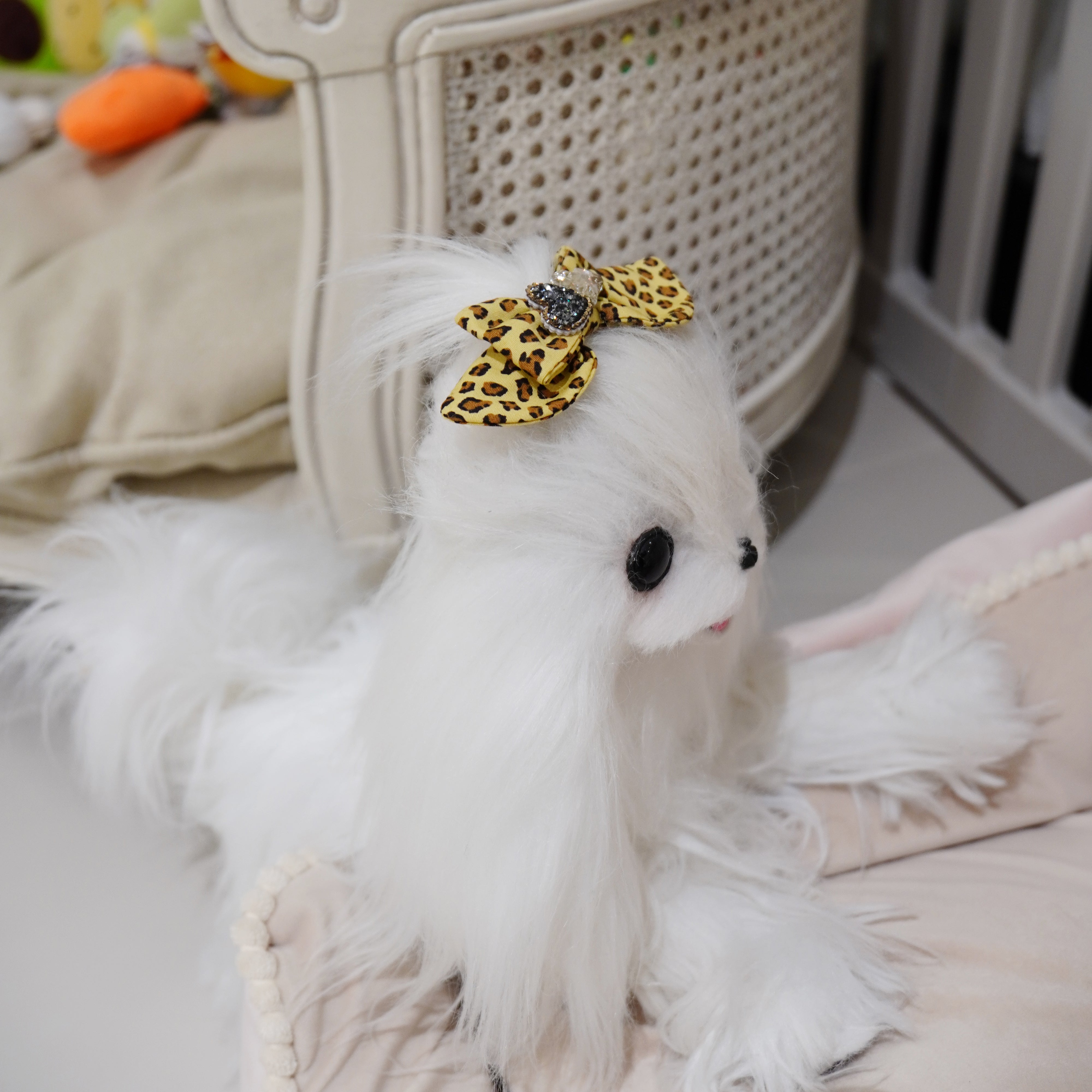 Lunapaw Polka Dot Leopard & Heart Luxury Crystal Fabric Top Clip TP2011