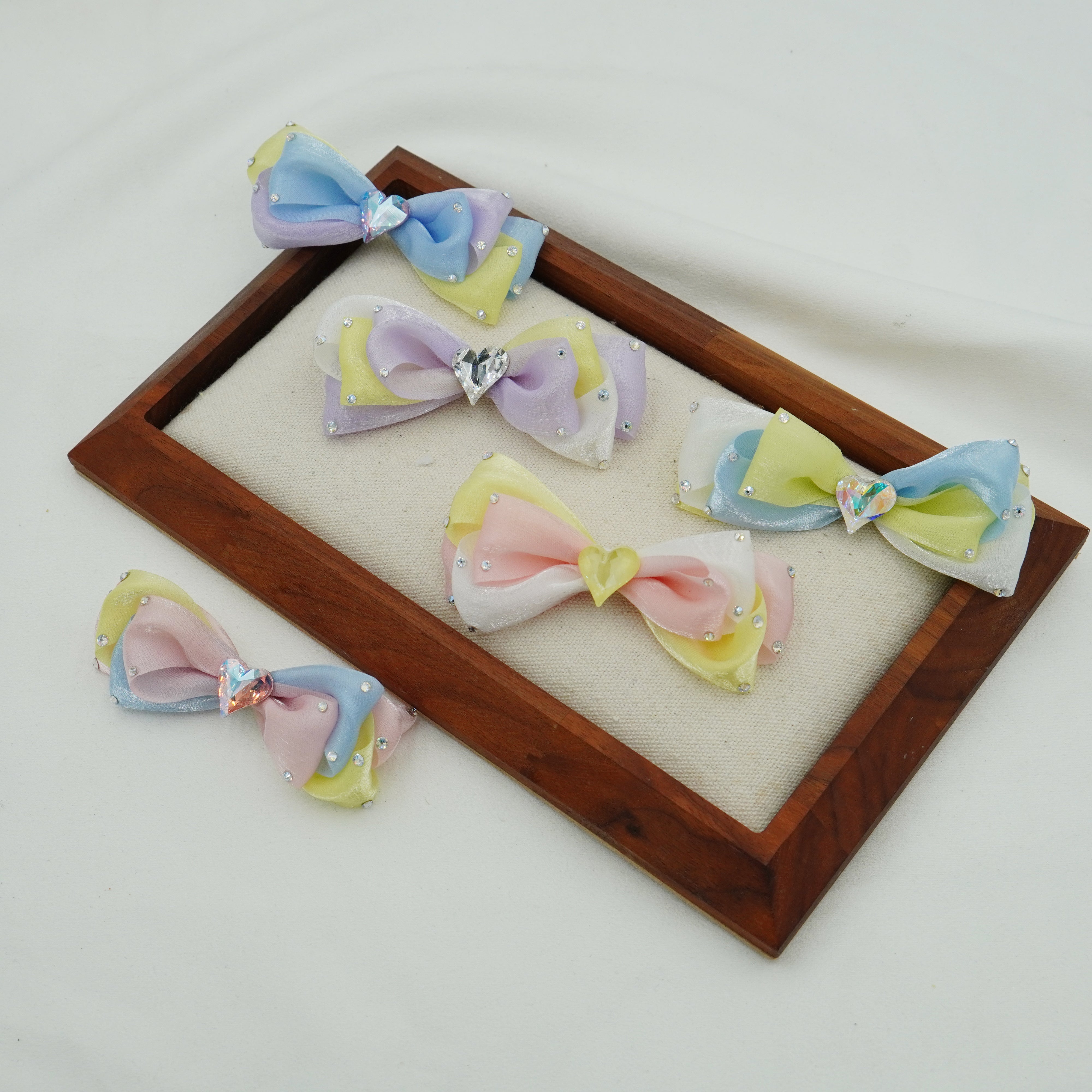 Lunapaw Sweet Candy-Tone Ribbon Bow Fabric Top Clip TP2019