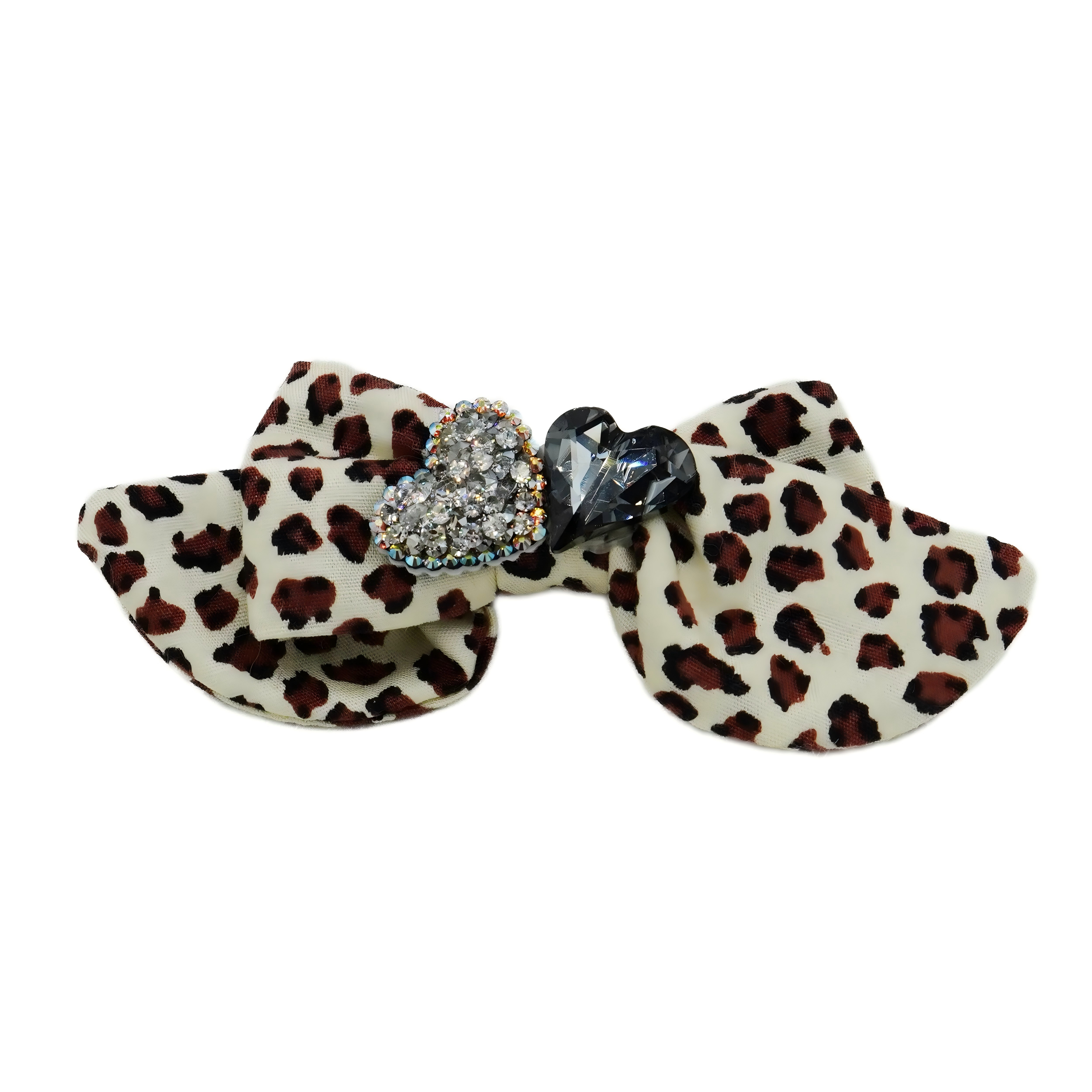 Lunapaw Polka Dot Leopard & Heart Luxury Crystal Fabric Top Clip TP2011