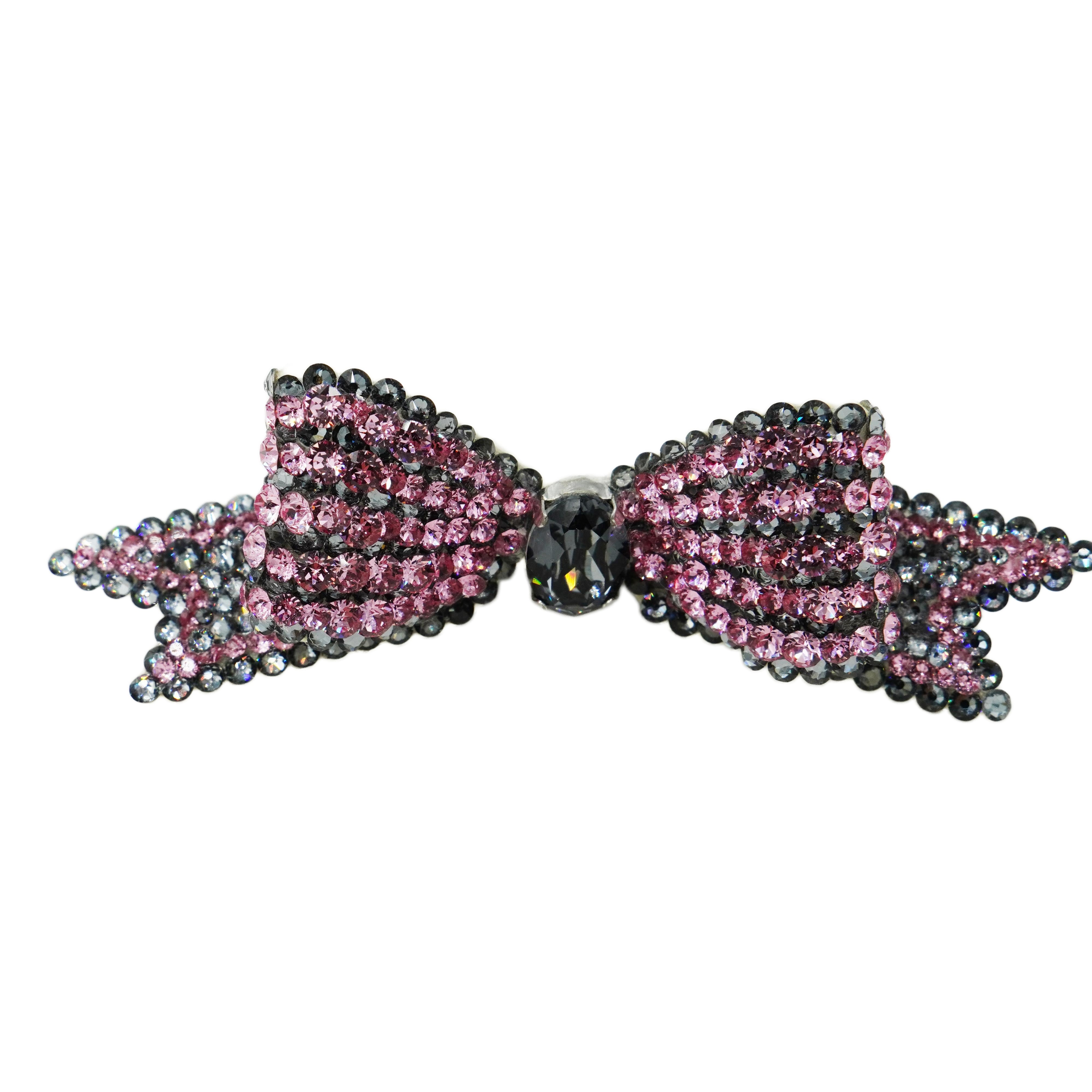 Lunapaw 3D Structured Double-Layer Ribbon Bow Luxe Crystal Top Clip TP11