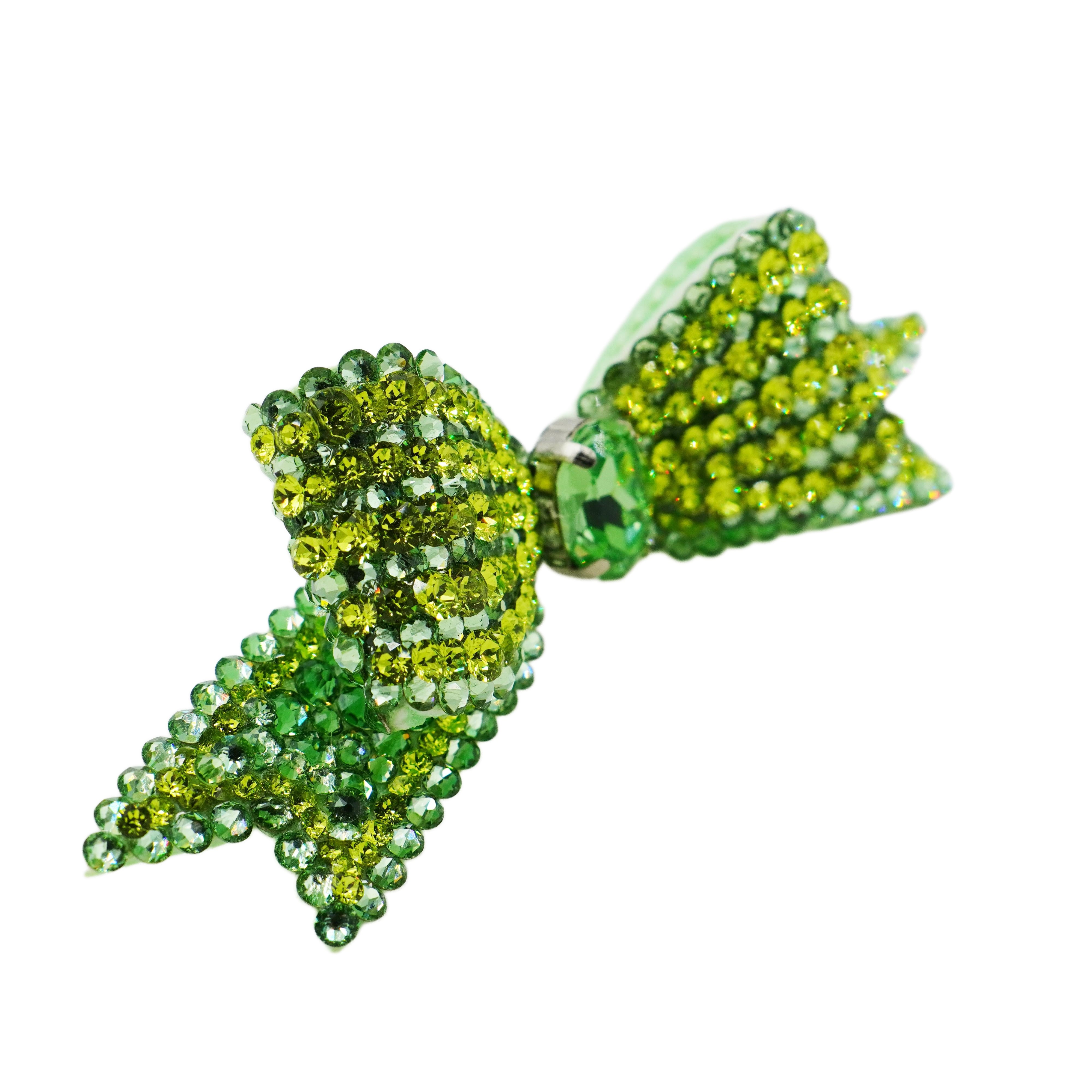 Lunapaw 3D Structured Double-Layer Ribbon Bow Luxe Crystal Top Clip TP11