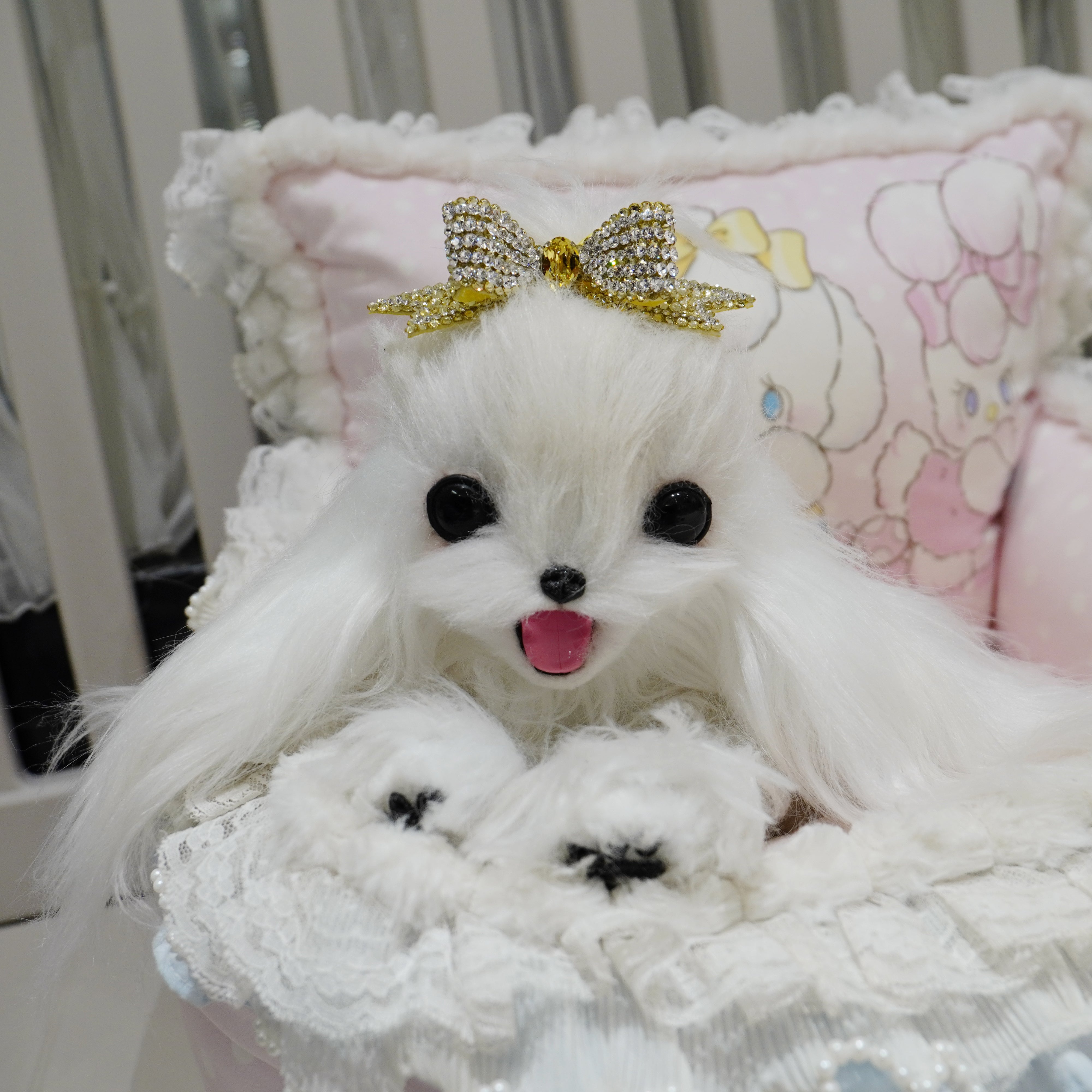 Lunapaw 3D Structured Double-Layer Ribbon Bow Luxe Crystal Top Clip TP11