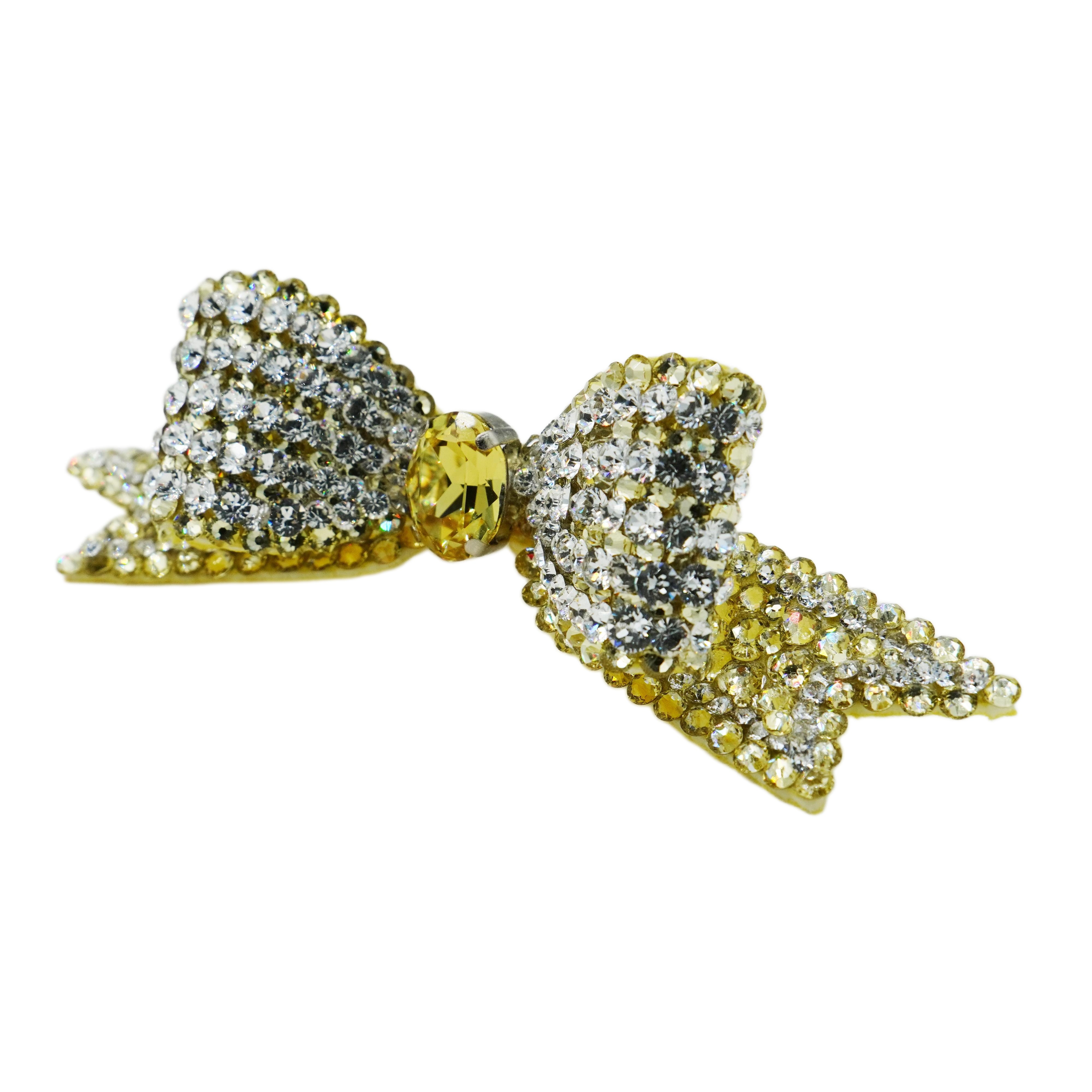 Lunapaw 3D Structured Double-Layer Ribbon Bow Luxe Crystal Top Clip TP11