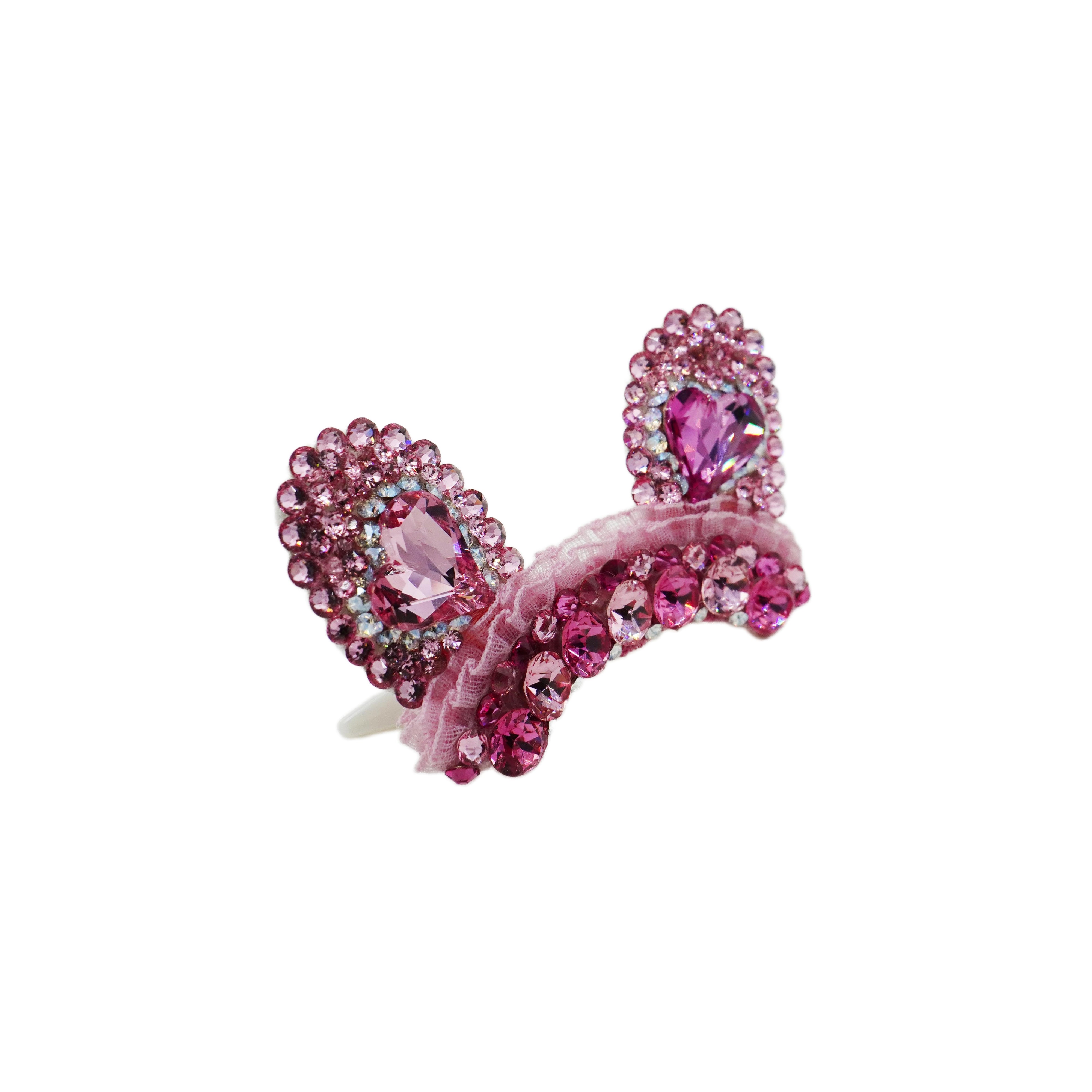 Lunapaw Bunny Ear Structured Luxury Crystal Headband HB20