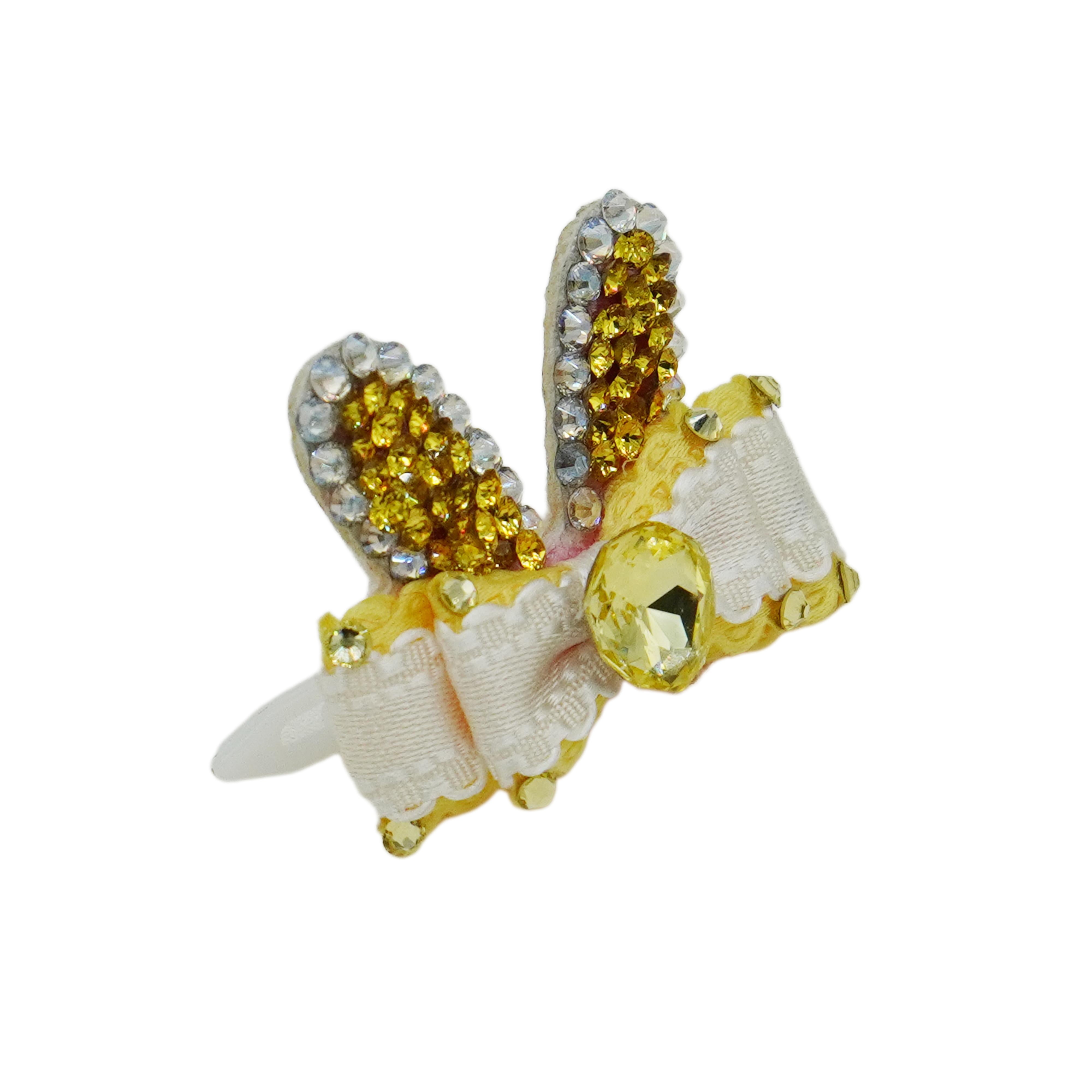 Lunapaw Bunny Ears Luxury Crystal & Fabric Bow Top Clip TP2021