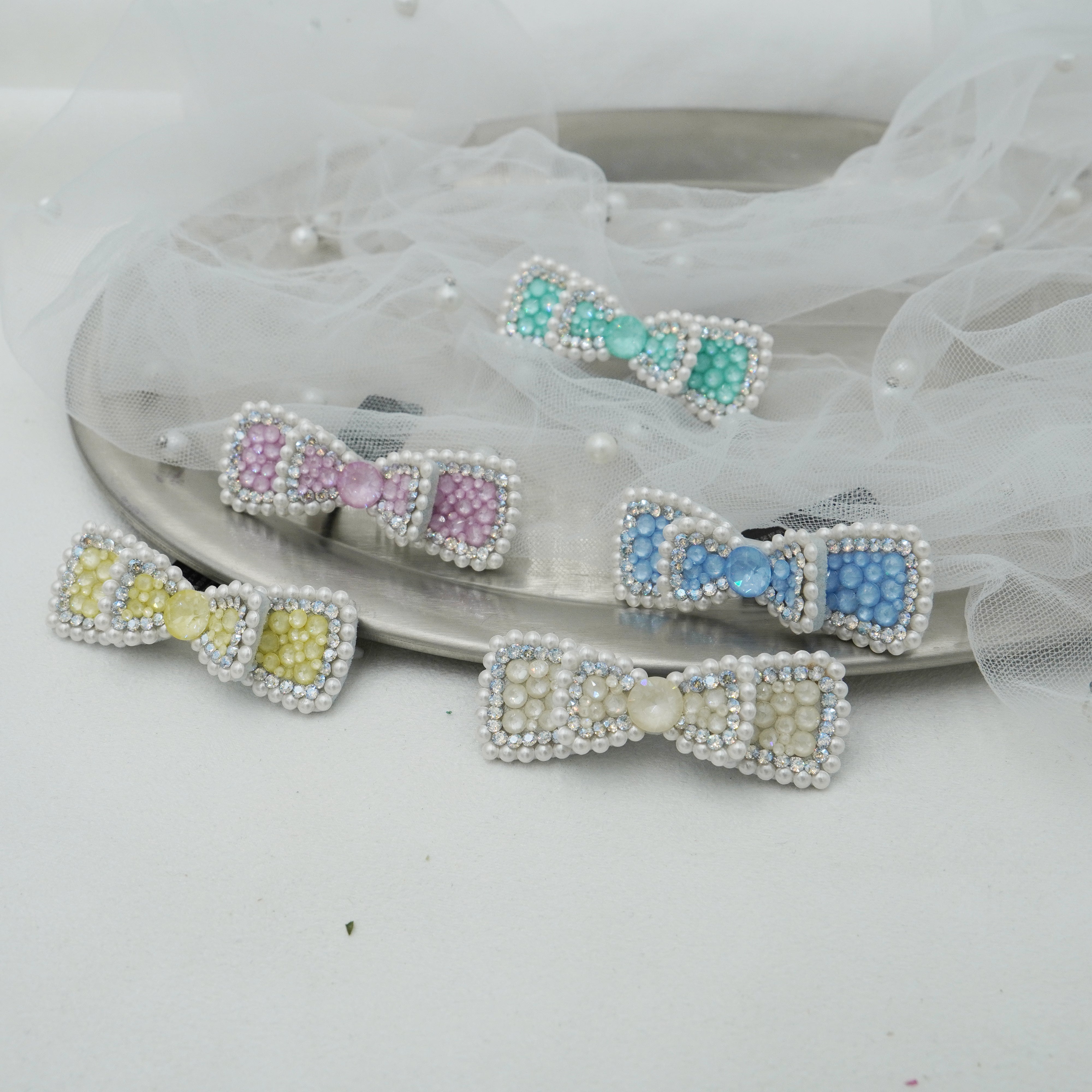 Lunapaw Candy Mocha Mother & Daughter Double-Layer Bow Luxury Crystal Top Clip TP18