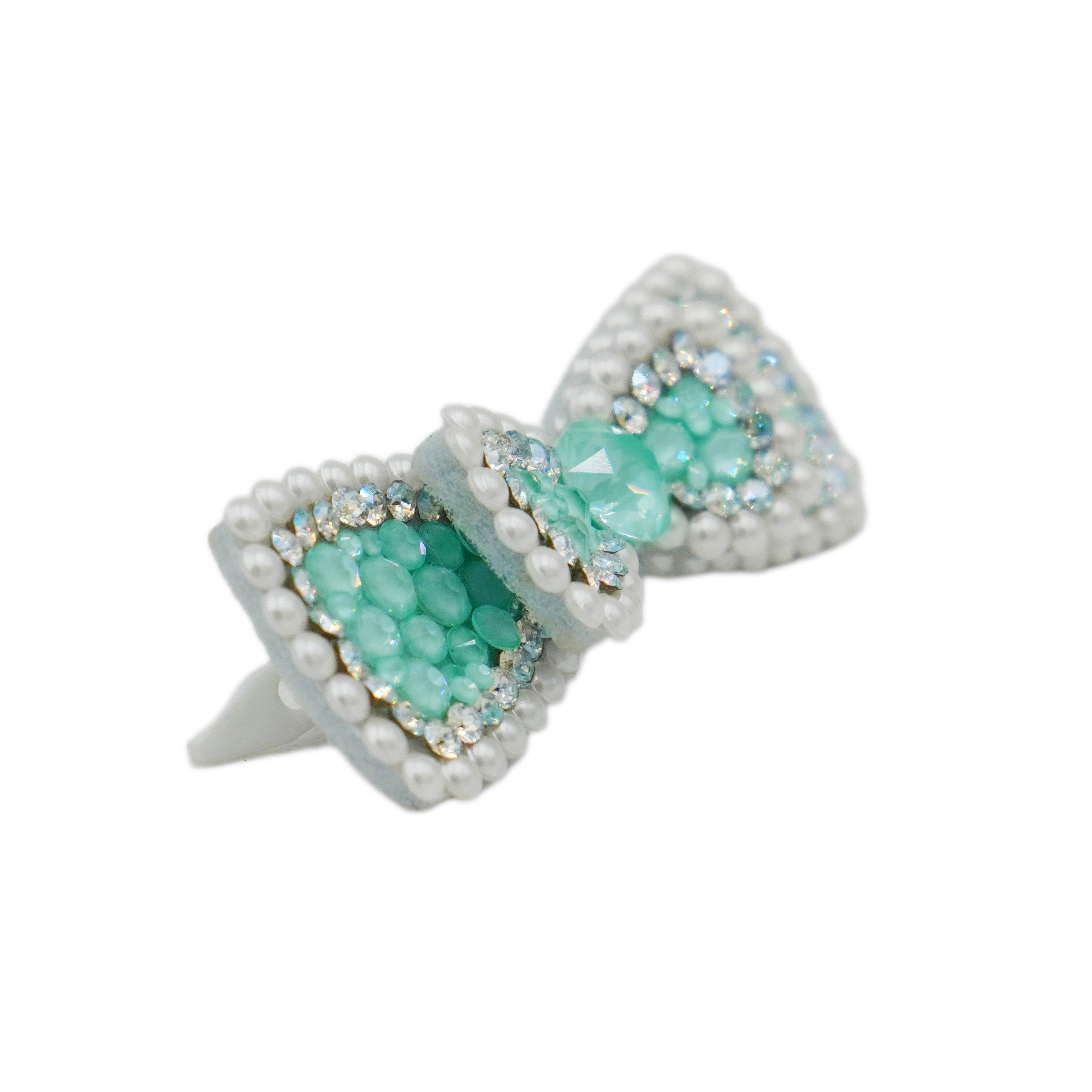 Lunapaw Candy Mocha Mother & Daughter Double-Layer Bow Luxury Crystal Top Clip TP18