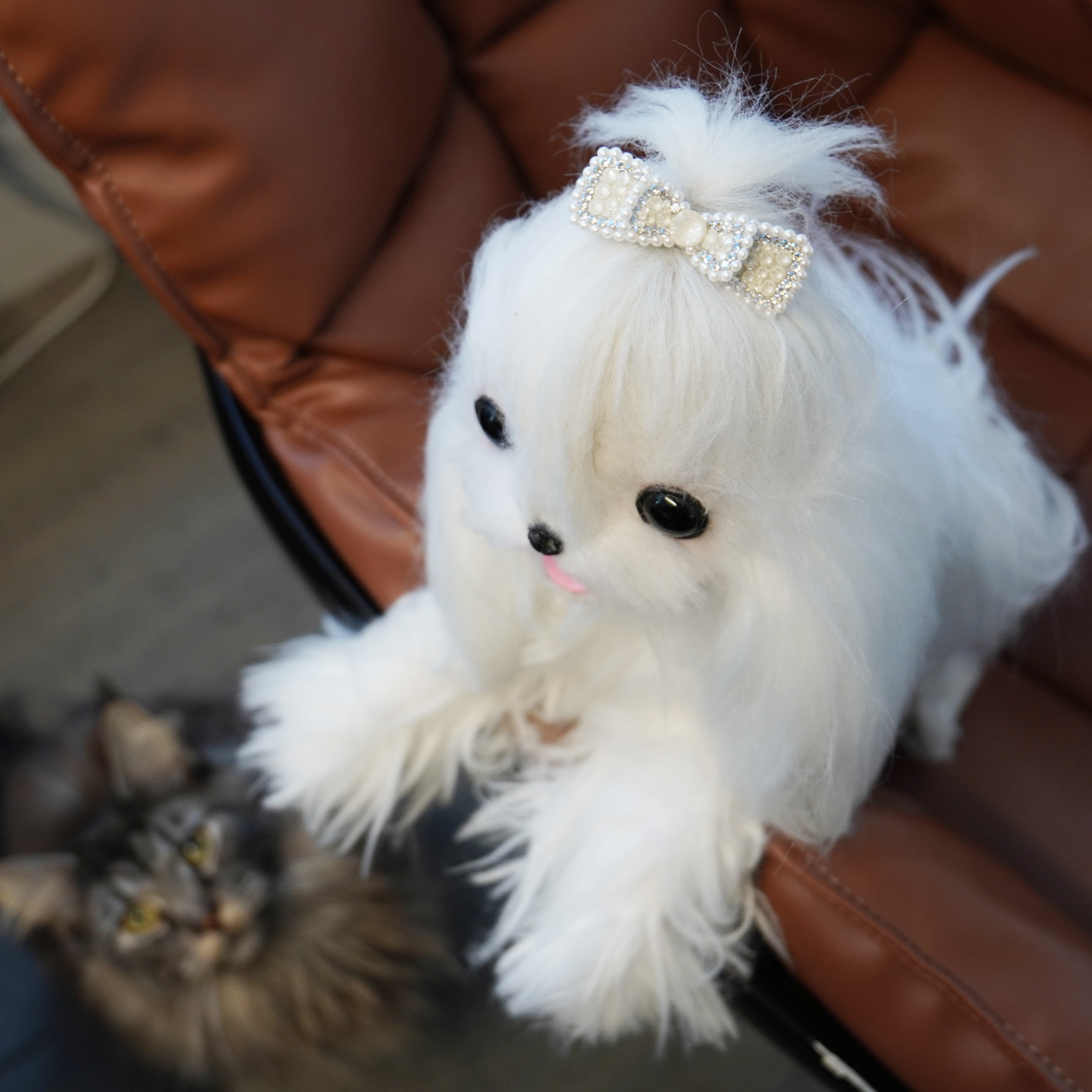 Lunapaw Candy Mocha Mother & Daughter Double-Layer Bow Luxury Crystal Top Clip TP18