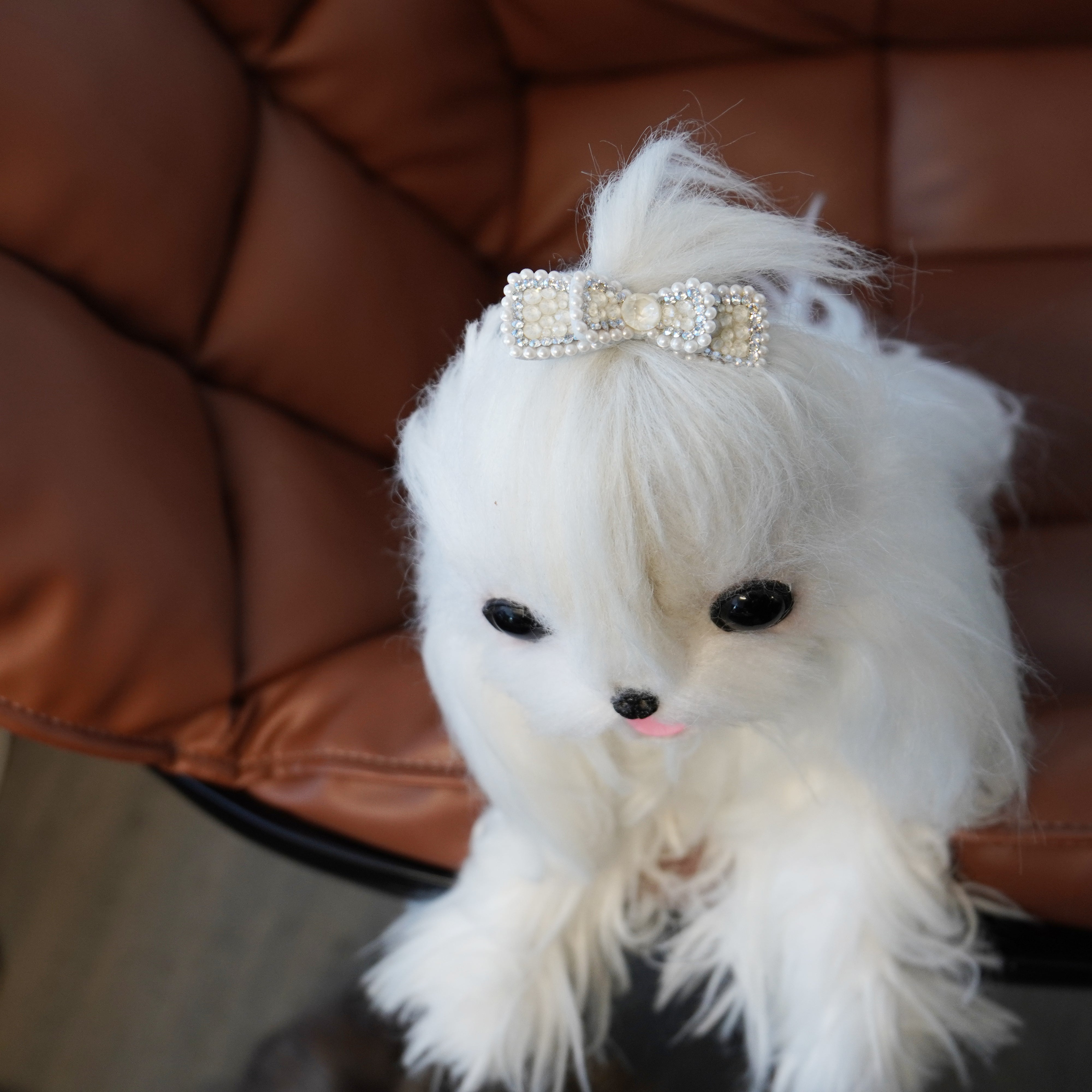 Lunapaw Candy Mocha Mother & Daughter Double-Layer Bow Luxury Crystal Top Clip TP18