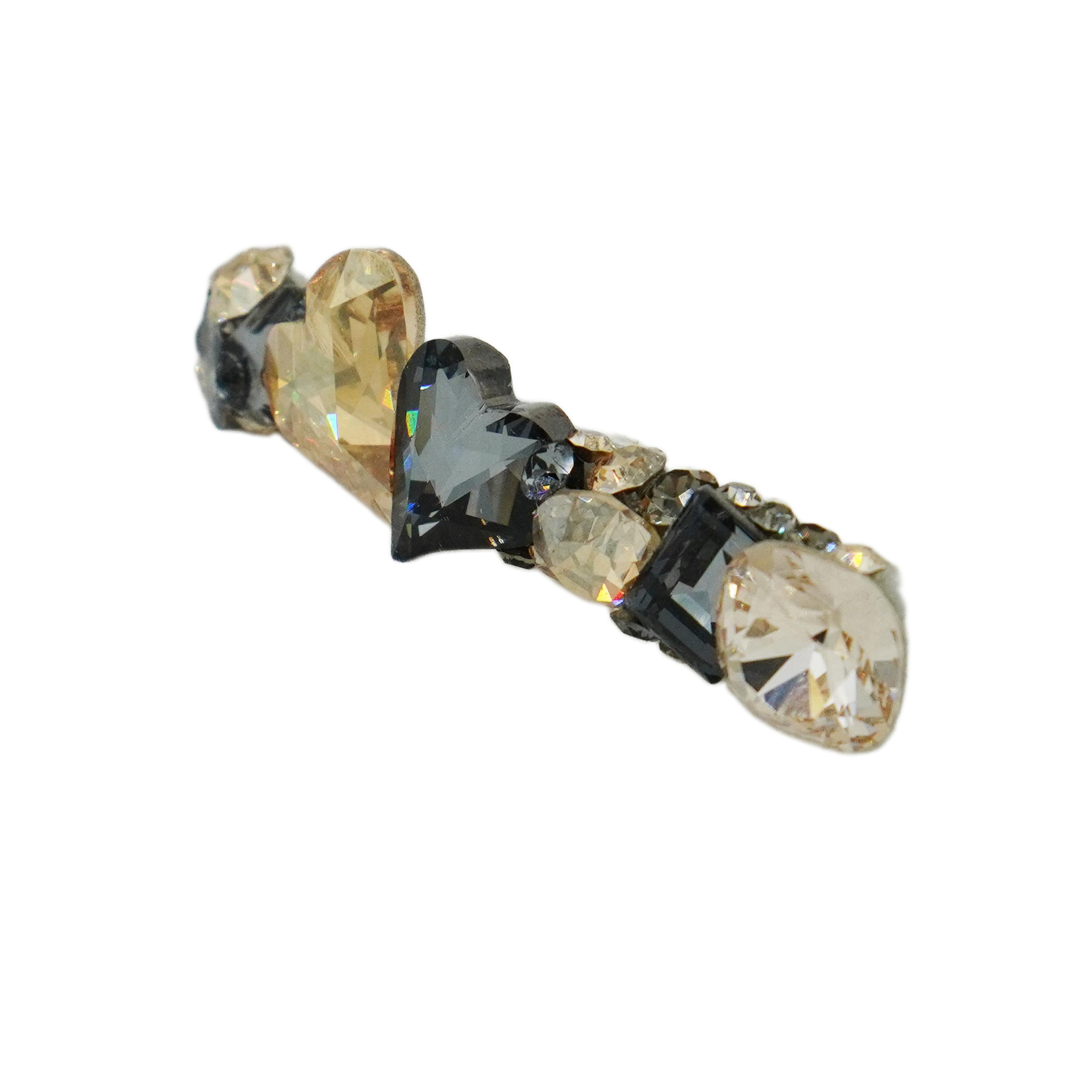 Lunapaw Double Heart Bar Luxury Crystal Top Clip TP36