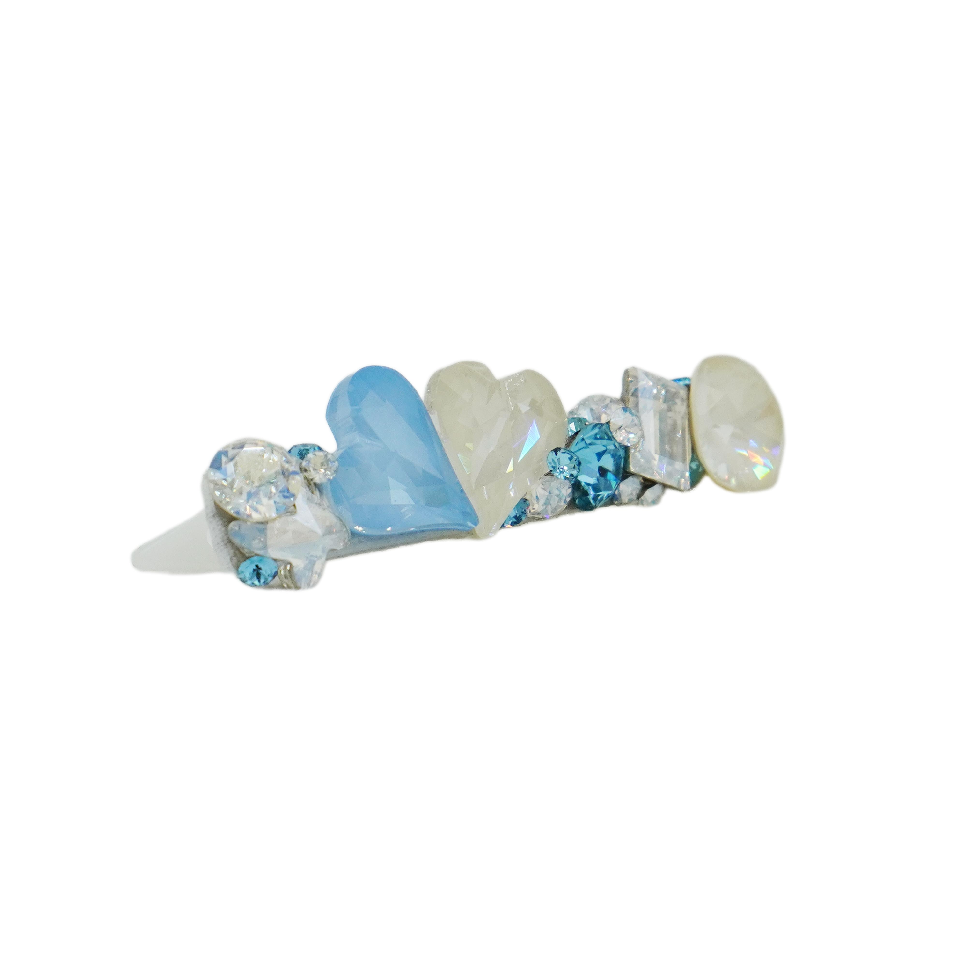 Lunapaw Double Heart Bar Luxury Crystal Top Clip TP36
